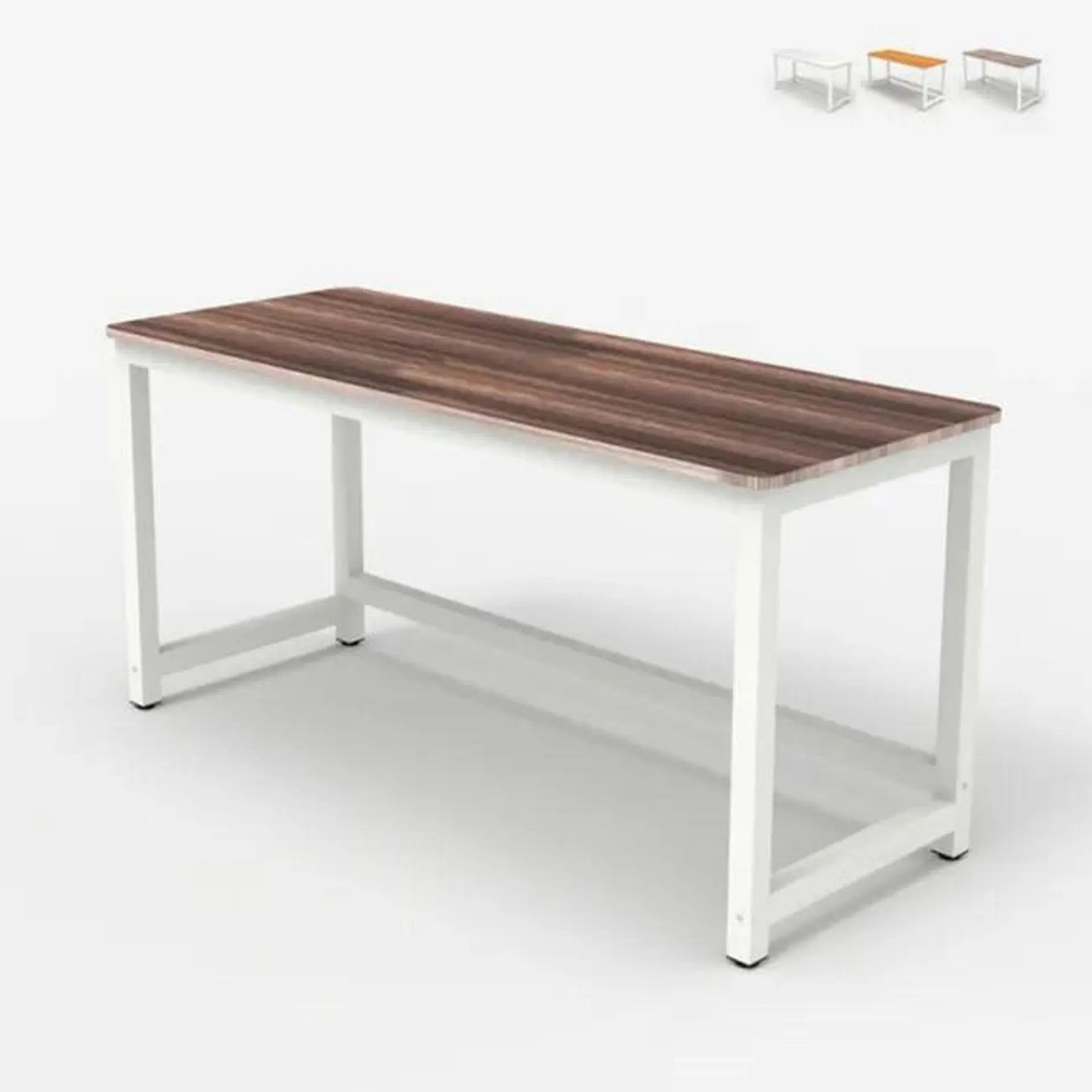 Escritorio de oficina rectangular de madera 120x60cm moderno blanco Bridgewhite 120 - Marrón Nuez