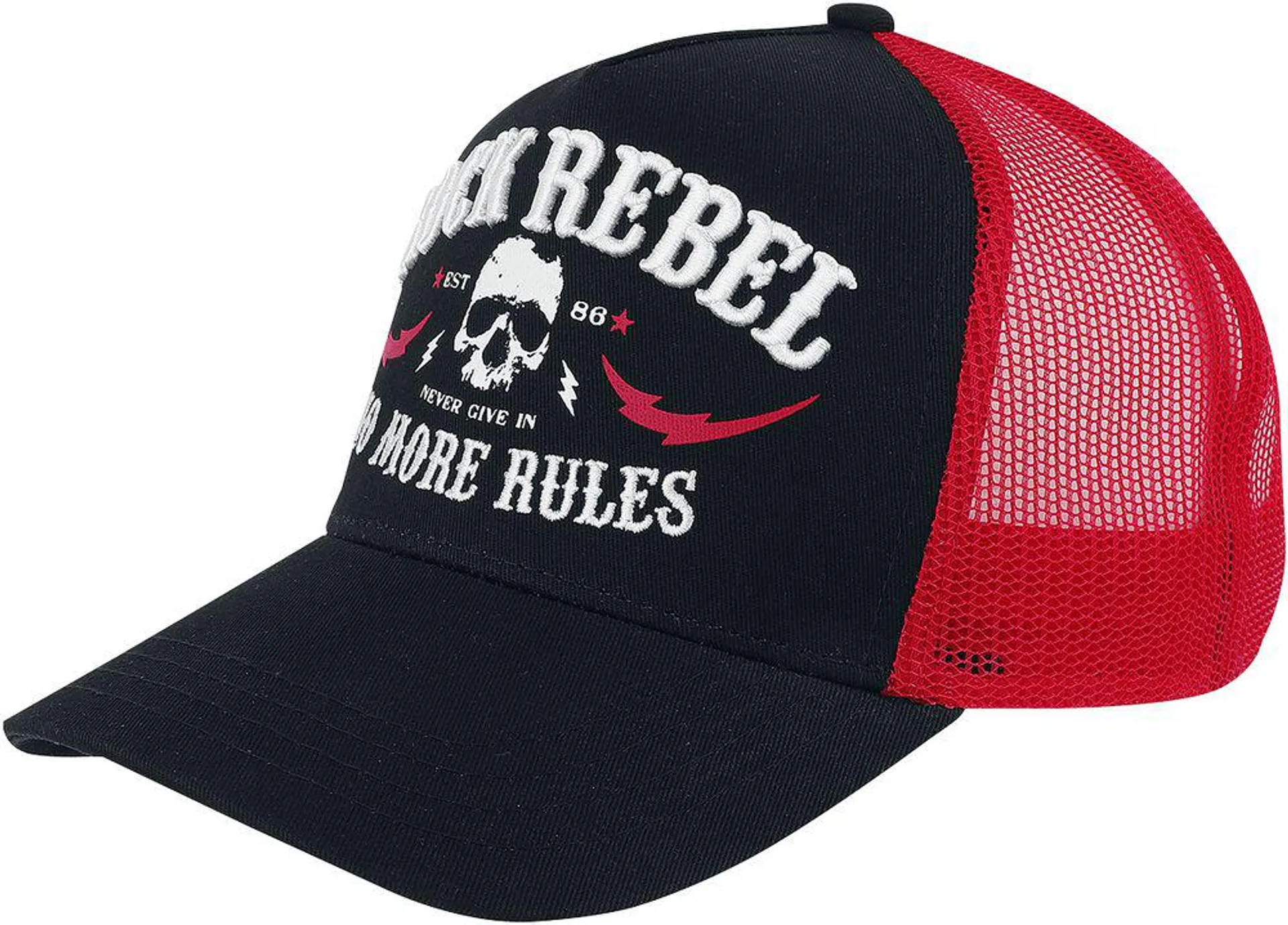 "No more rules baseball cap" Gorra negro/rojo de Rock Rebel by EMP