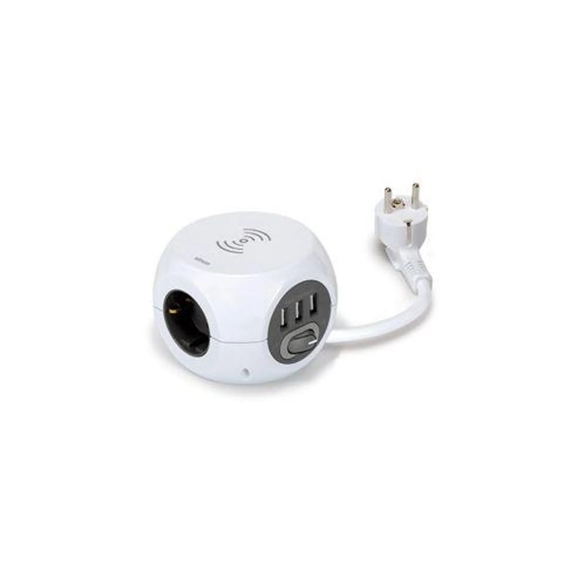 Base multiple electricidad 3 tomas tt 3 usb carga inductiva blanco simon bm516302