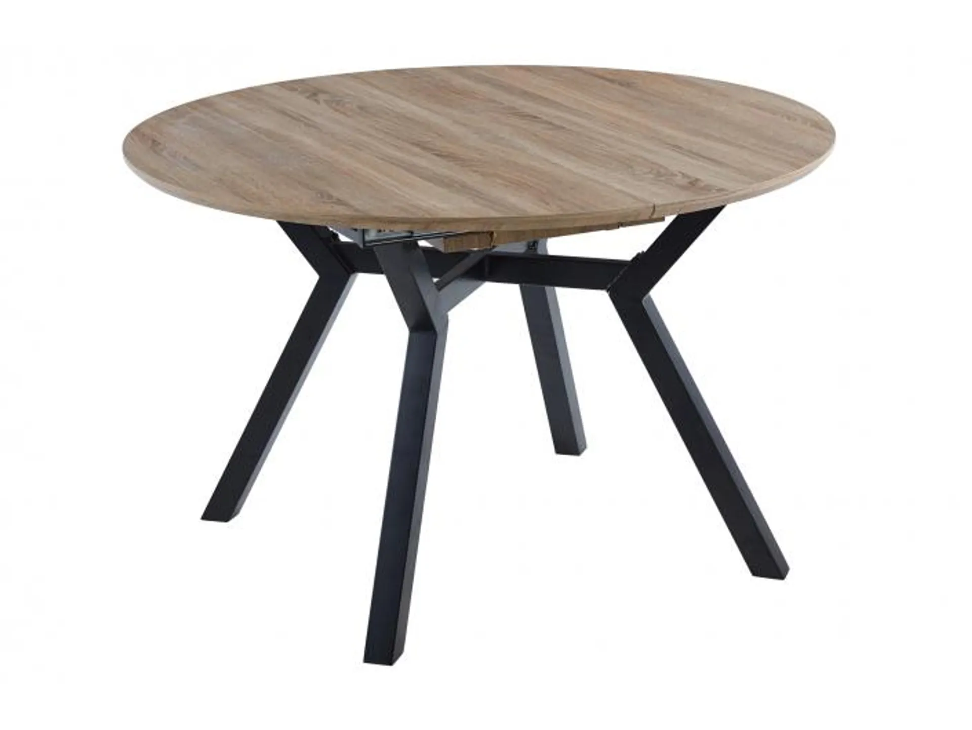 Mesa comedor redonda extensible color oak y negro