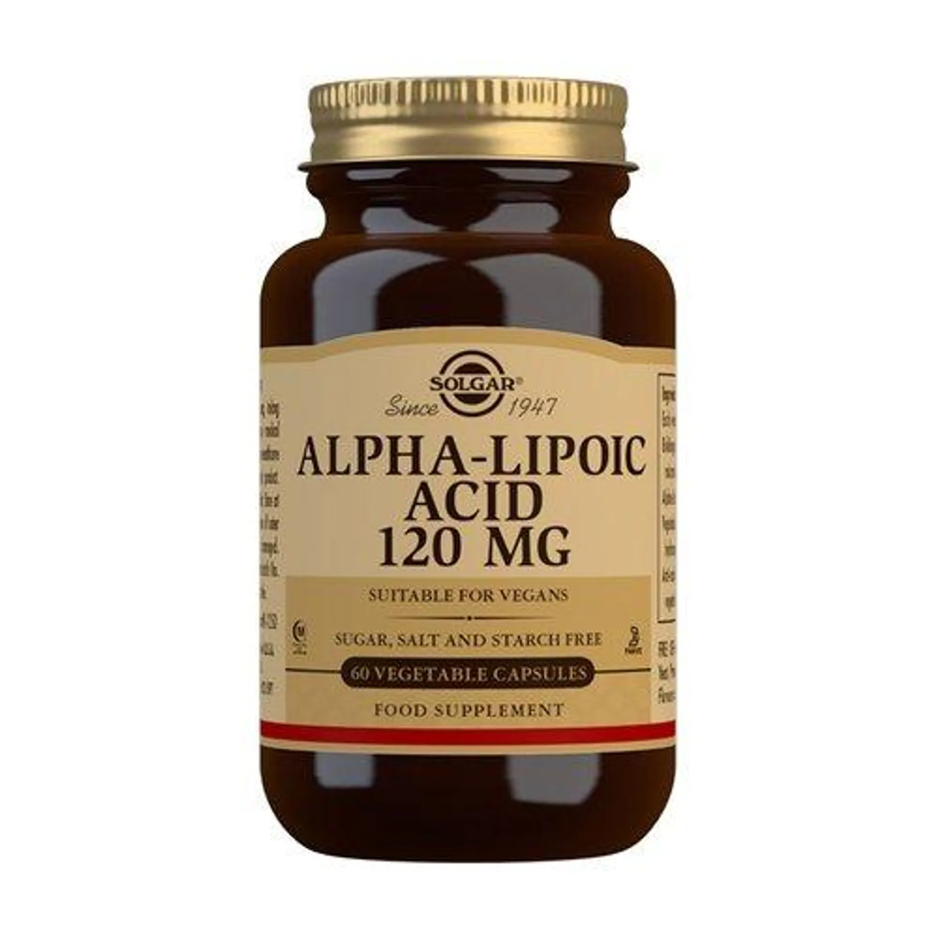 Ácido Alfa-Lipoico (120 mg)(60 Cápsulas vegetales) – Solgar