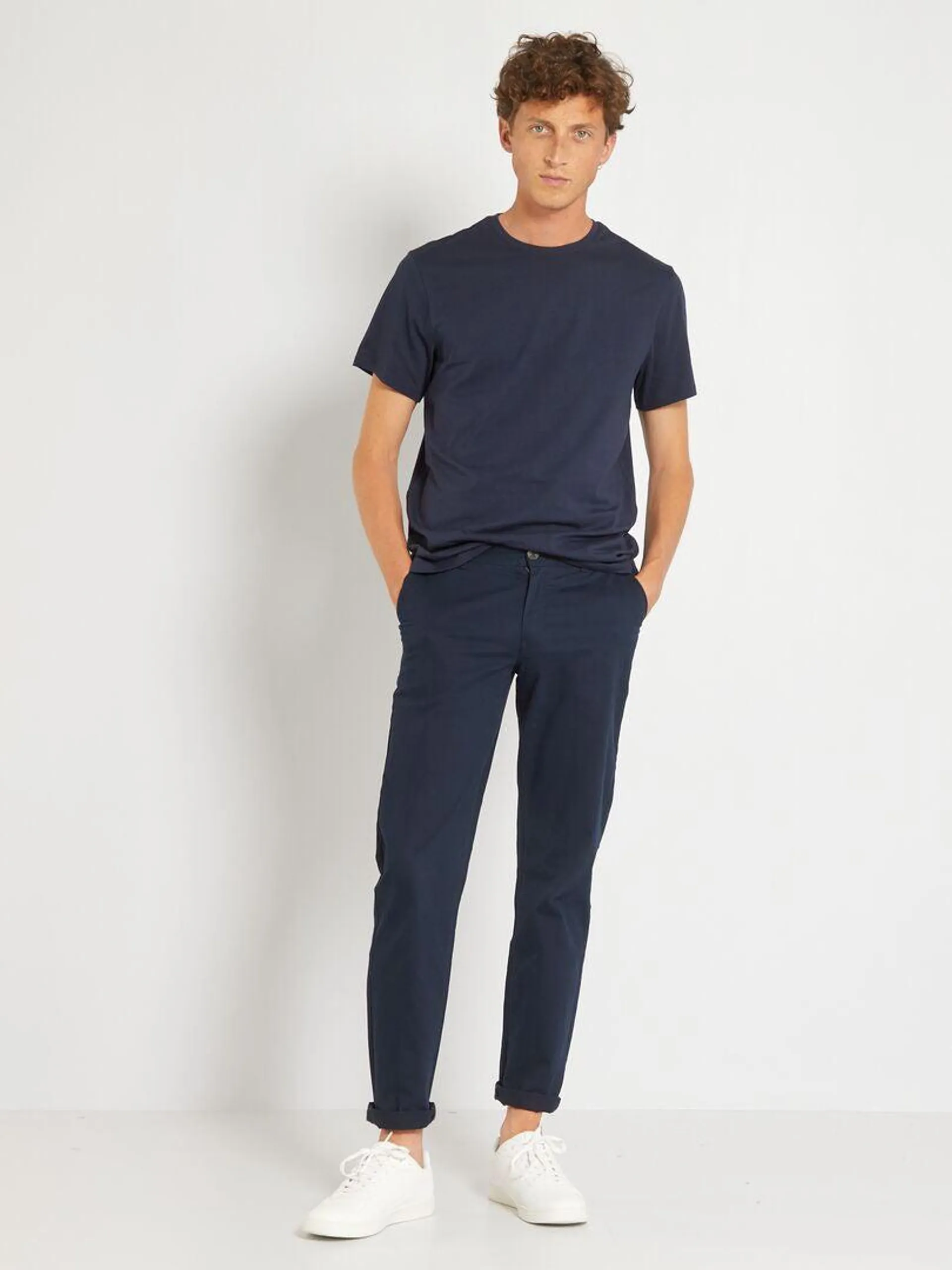 Pantaloni chino in cotone stretch L34 - blu