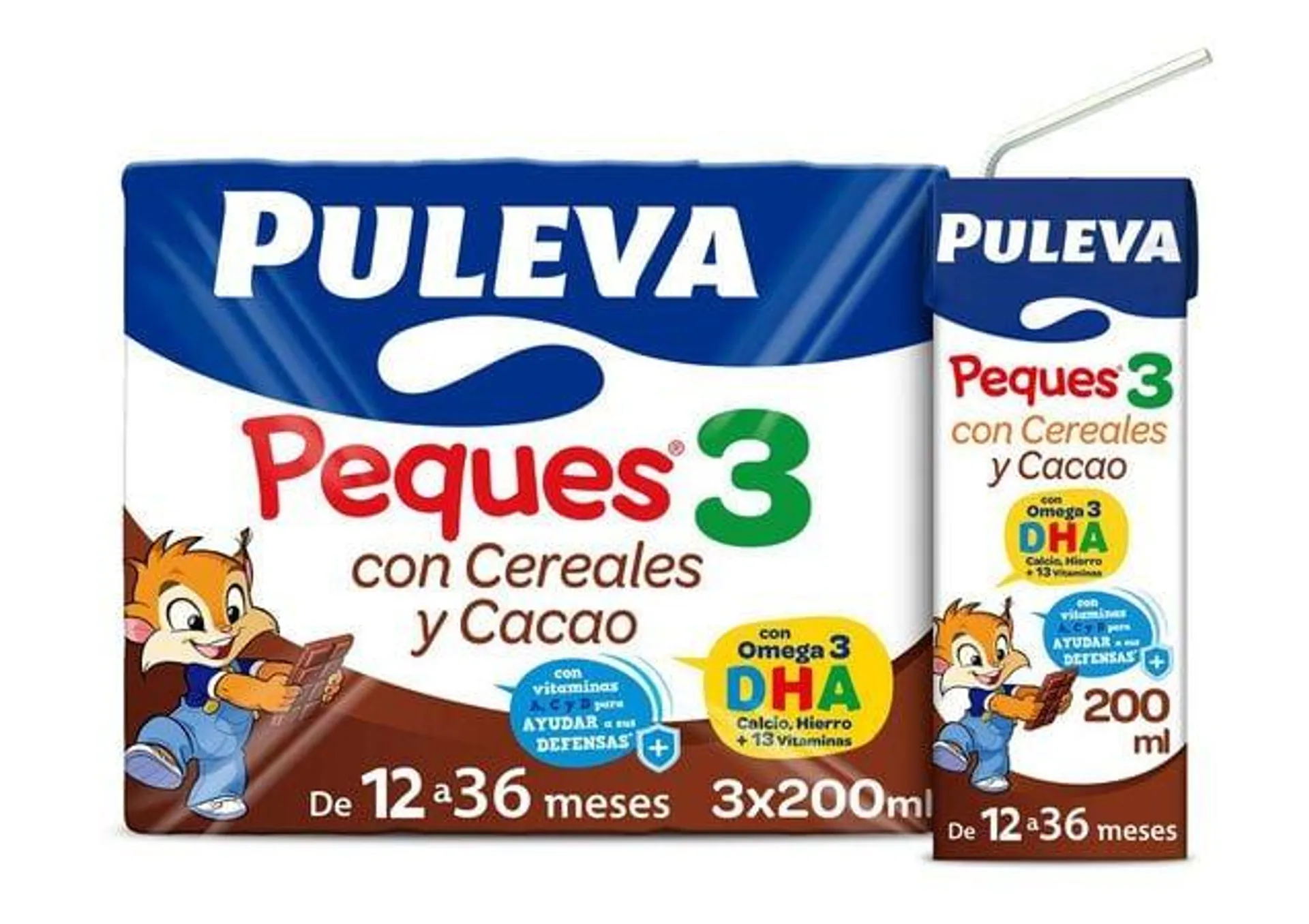 Preparado lácteo Puleva Peques cereales cacao pack 3