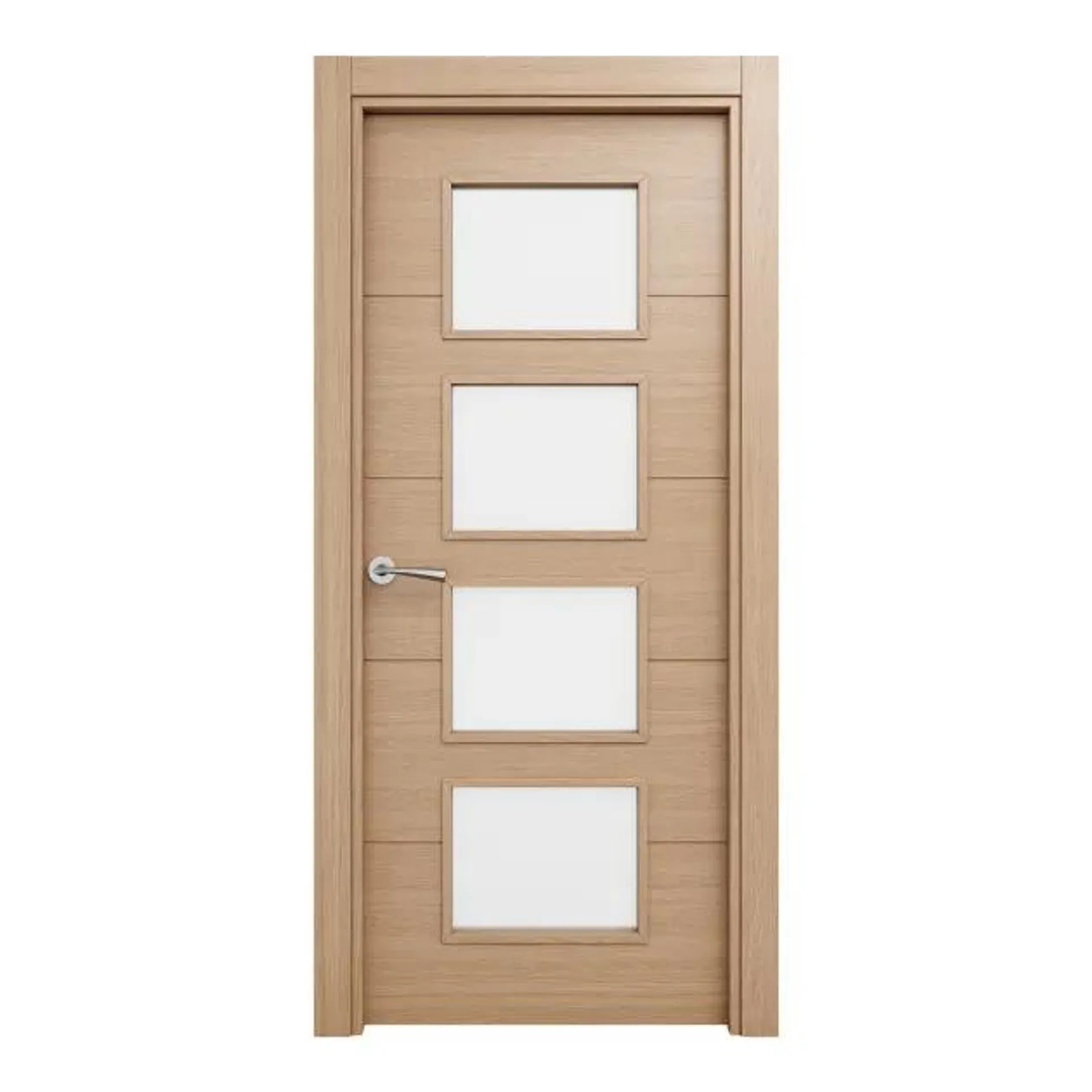 Puerta maciza lacada Garban roble miel acristalada 72,5cm derecha Geom