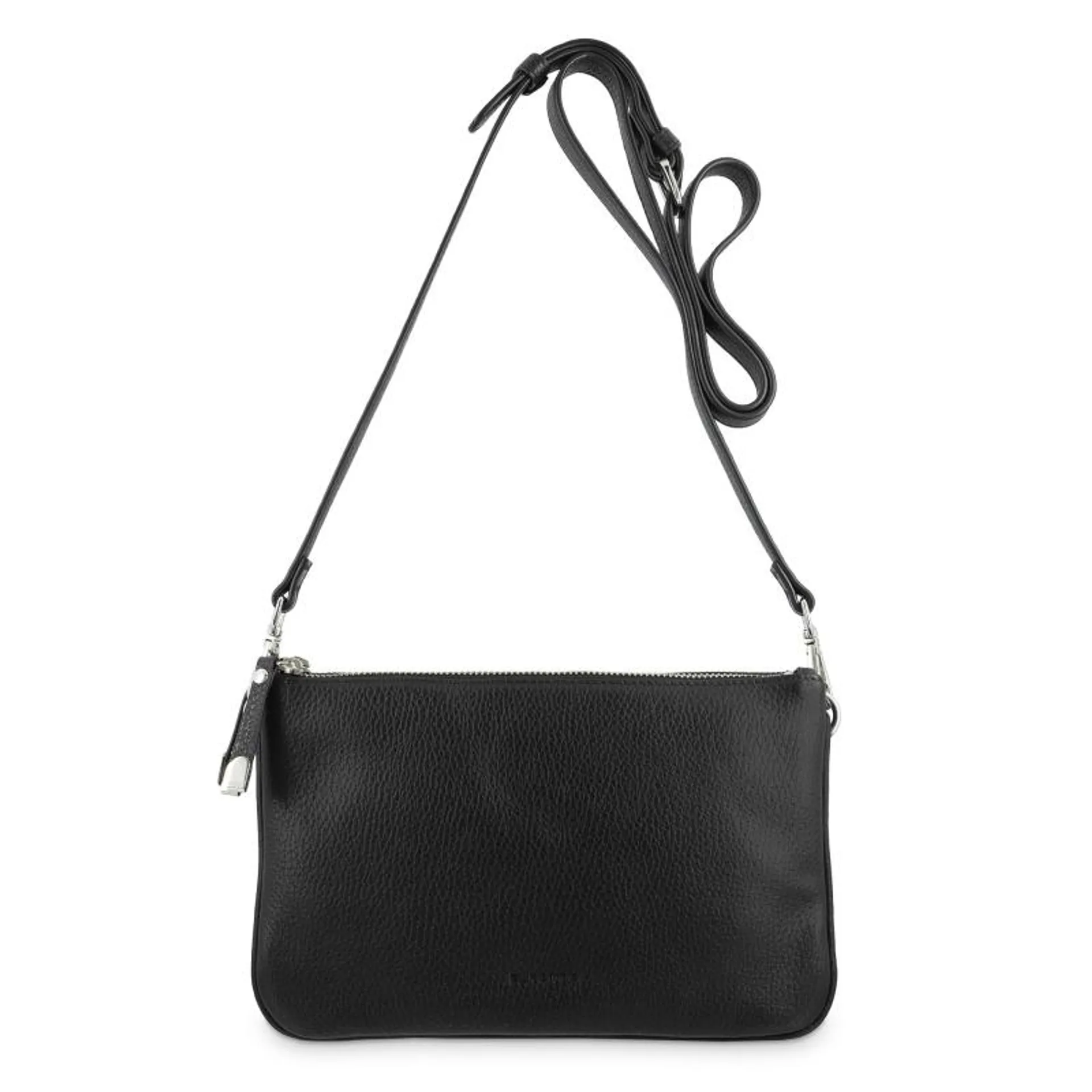 Bolso bandolera pequeño 2 cremalleras piel vacuno color negro-Iris