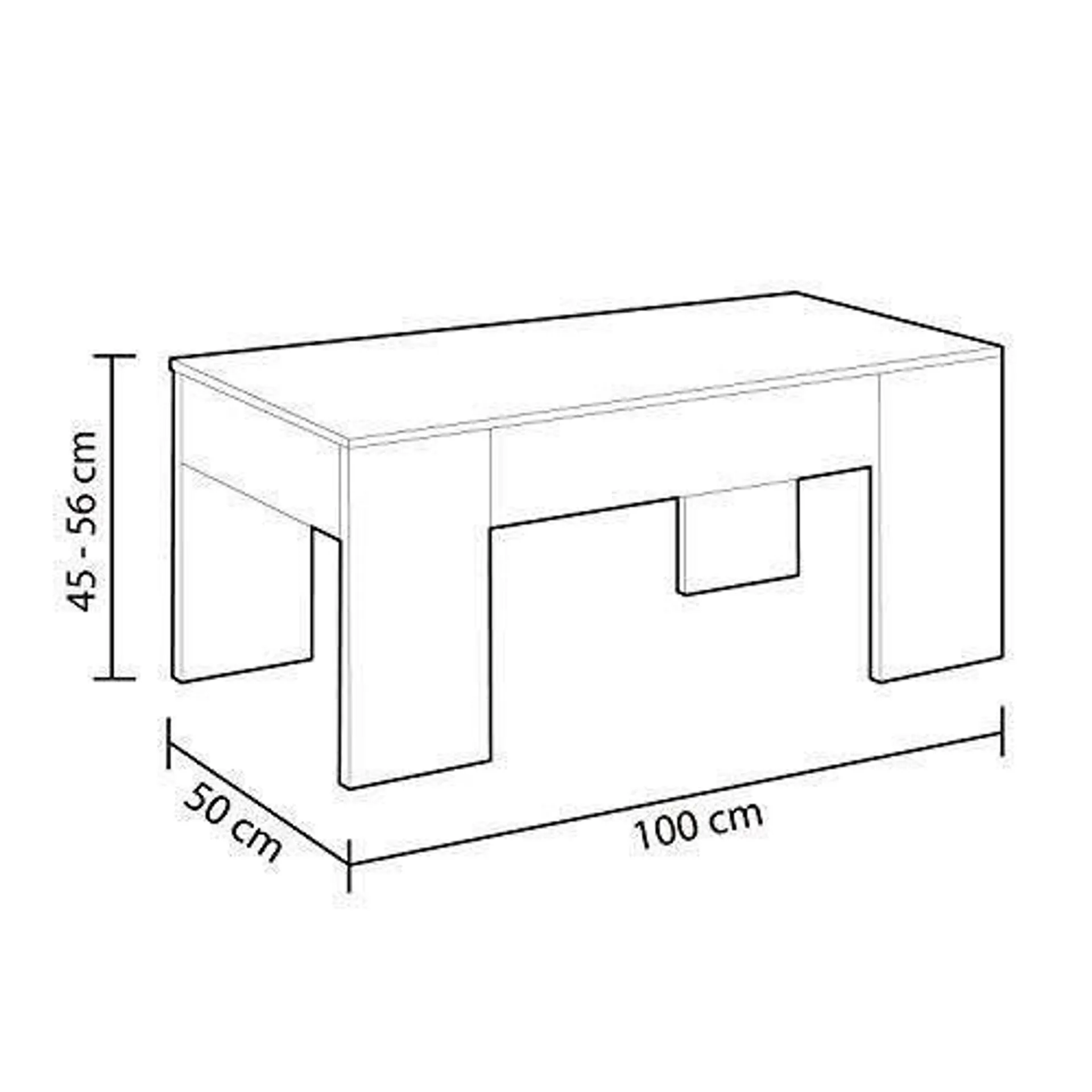 Mesa para centro con tapa elevable blanca artik 001640A