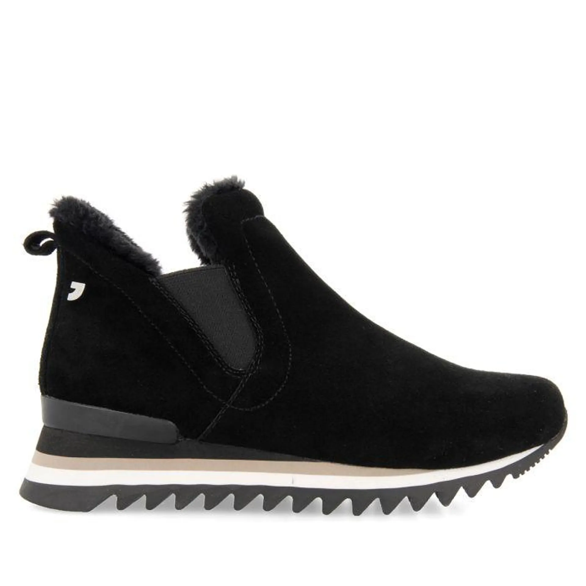 Black sneakers ankle boots slip style with mini wedge for woman ECKERO