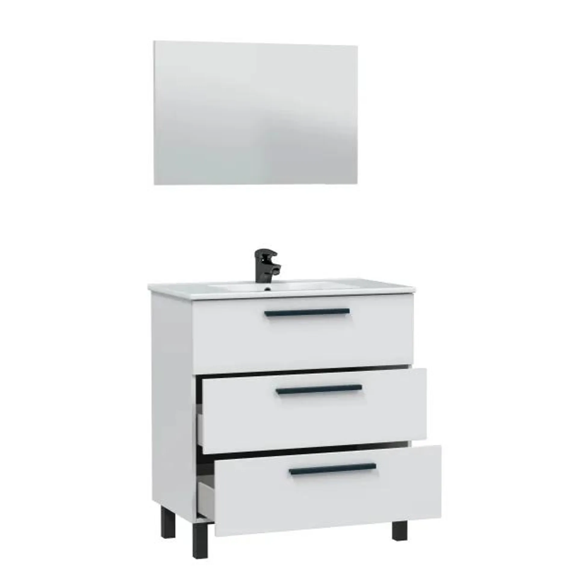 Mueble de baño Celine con espejo 3 cajones blanco 80 cm