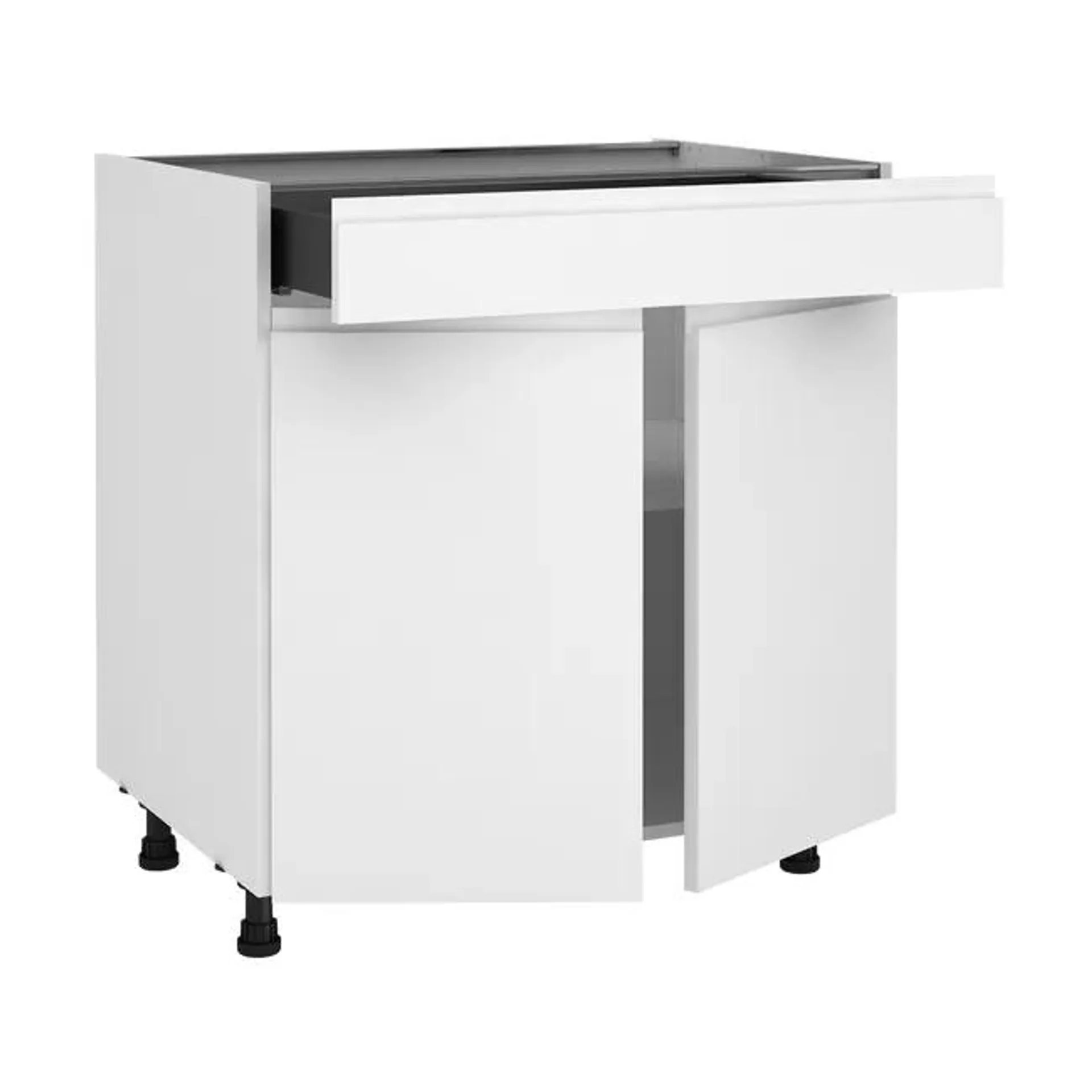 Mueble bajo de cocina Delinia ID Tokyo blanco brillo 76,8X90 cm 1 CAJ 2 PTA