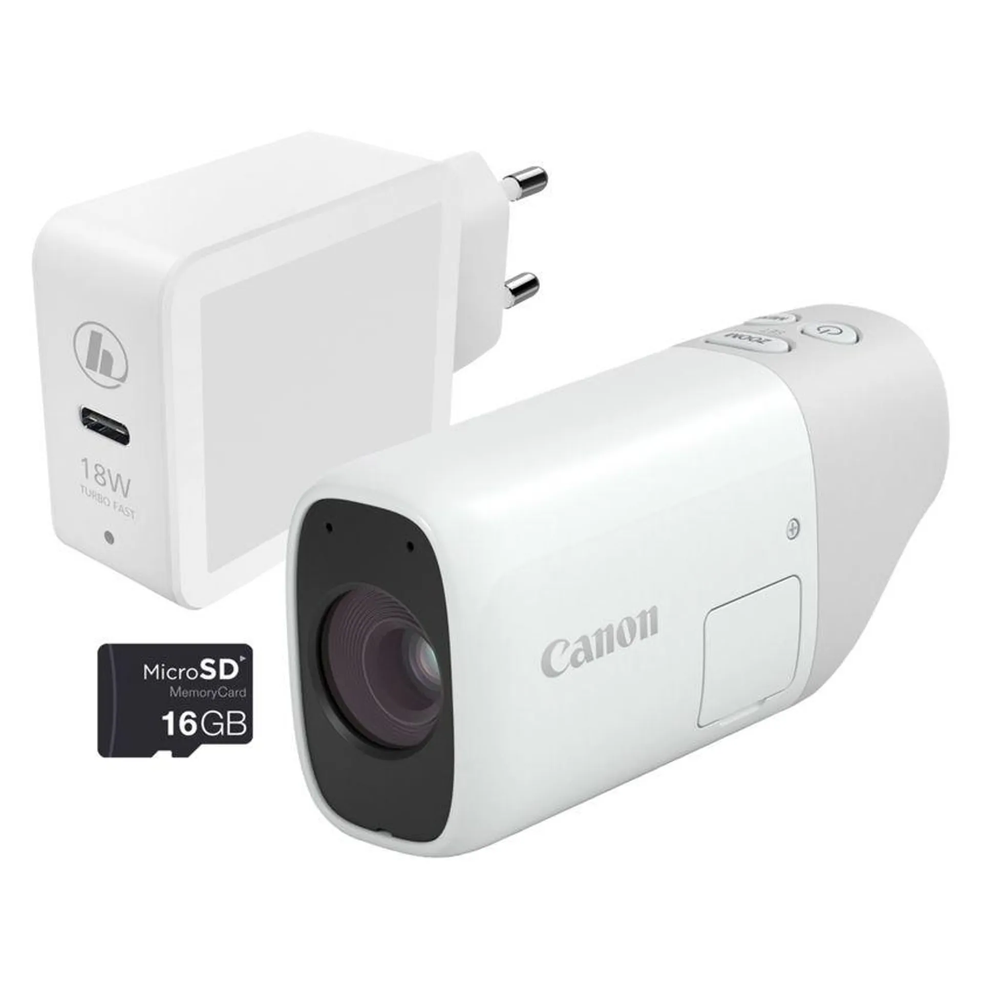 Canon PowerShot ZOOM, cámara compacta monocular con teleobjetivo, kit esencial, blanco