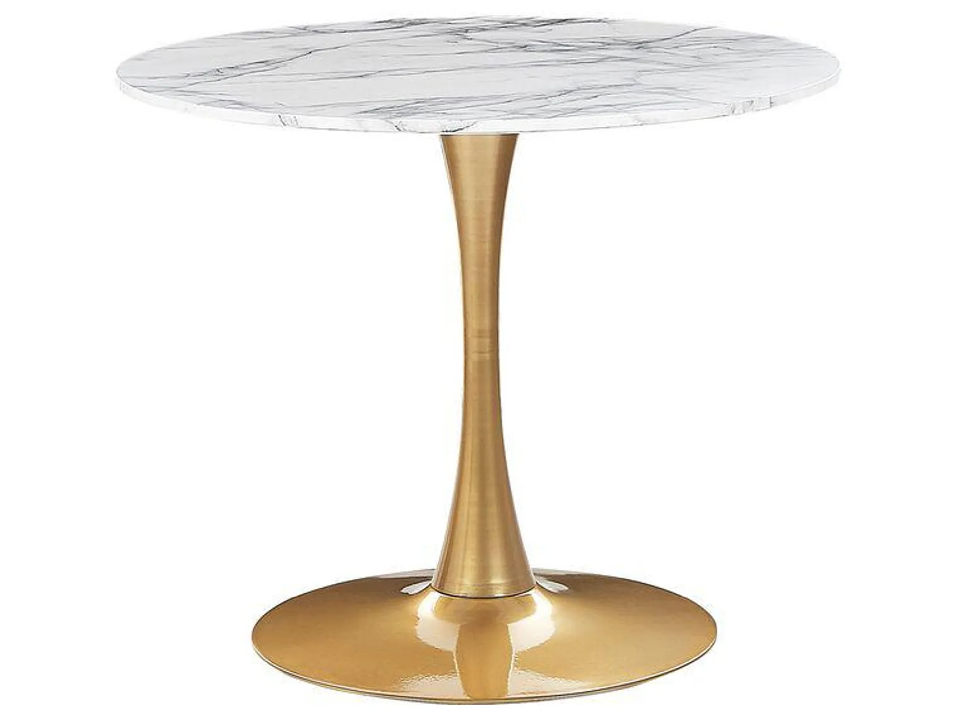 Mesa de comedor blanco/mármol/dorado ⌀ 90 cm BOCA