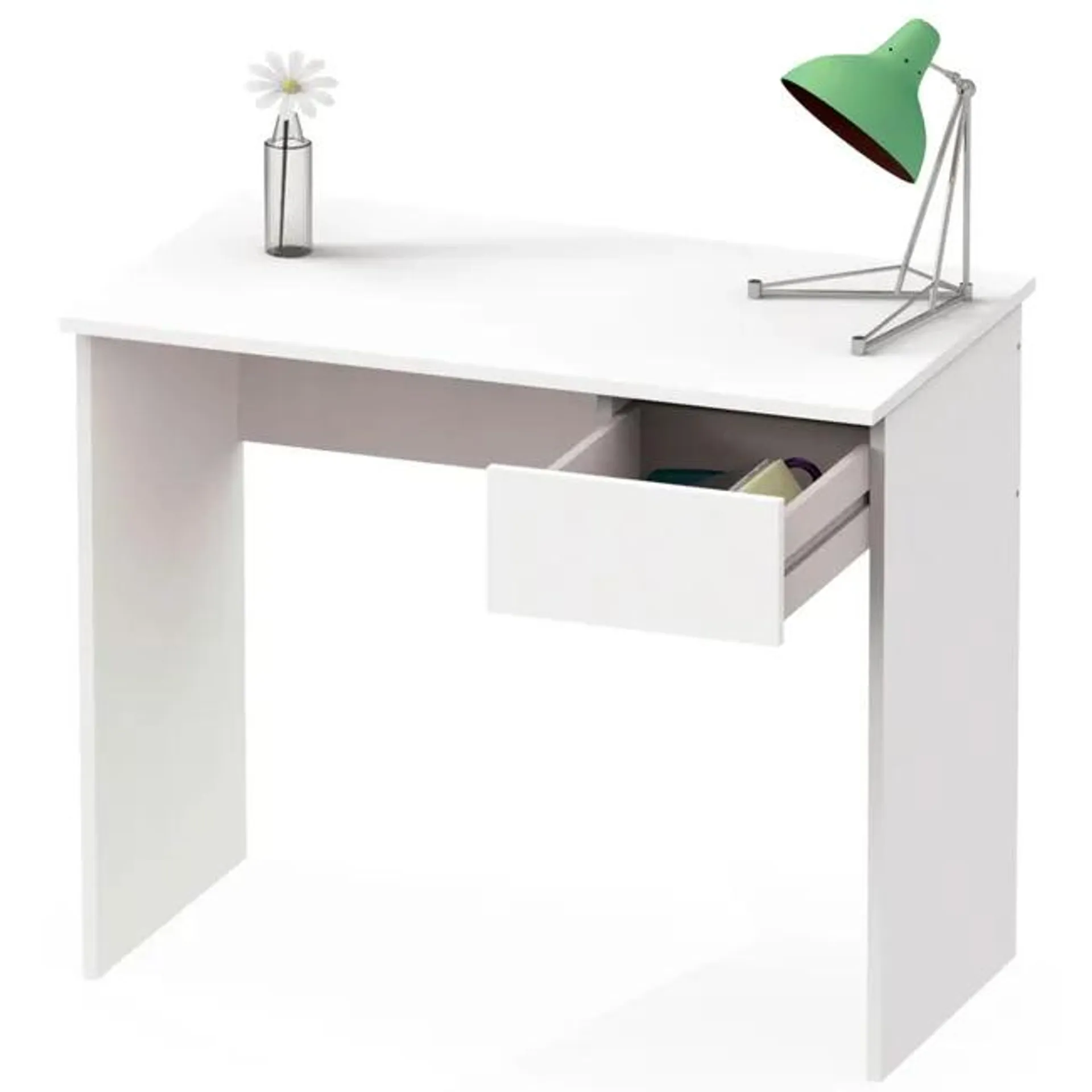 Escritorio, Mesa de Ordenador 75x90x50cm, 1 Cajón, Oficina, Habitación Juvenil, Desk, Briebe, Blanco, , Nova