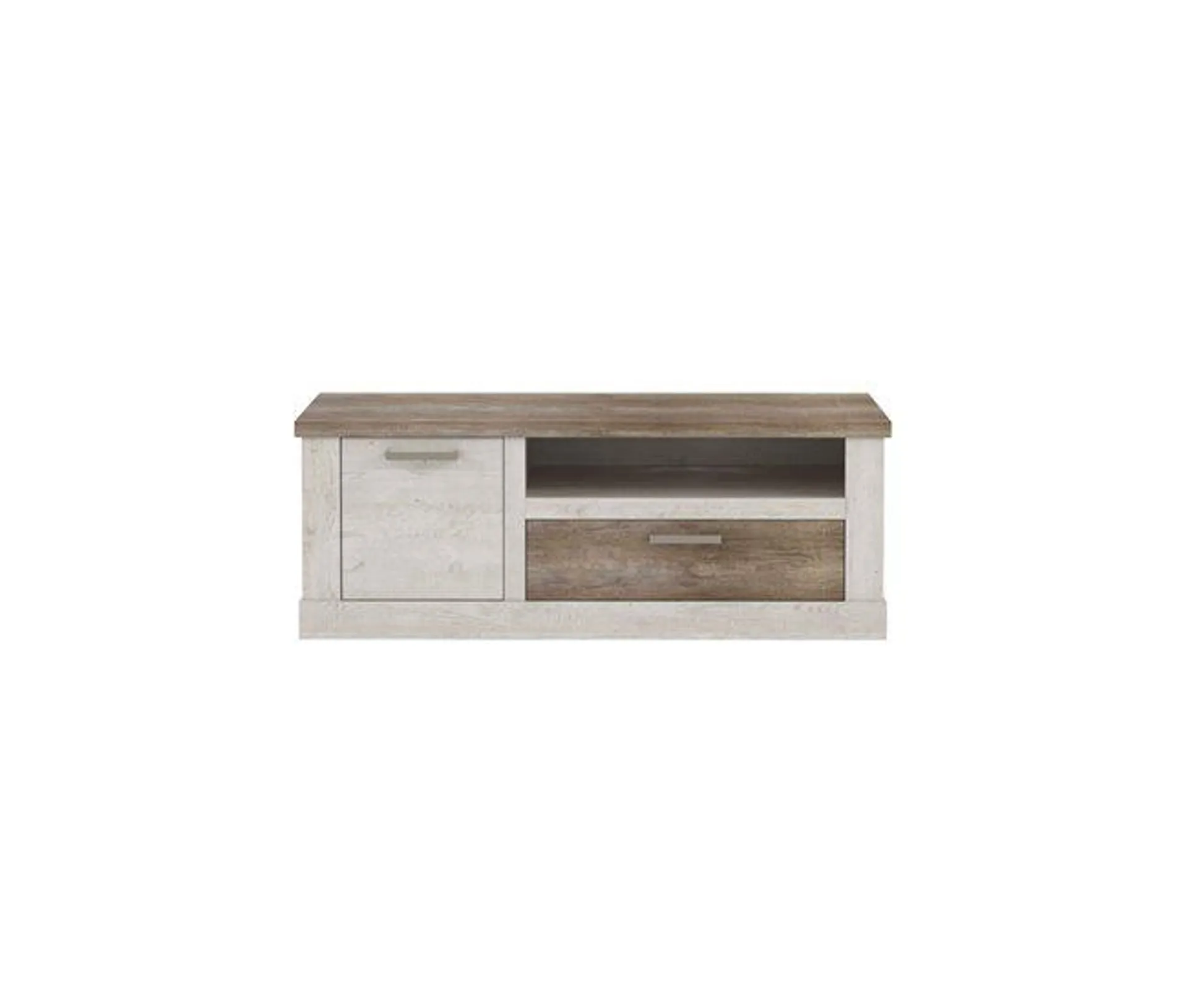 Mueble TV 1 puerta y 1 cajón VERONA blanco y madera