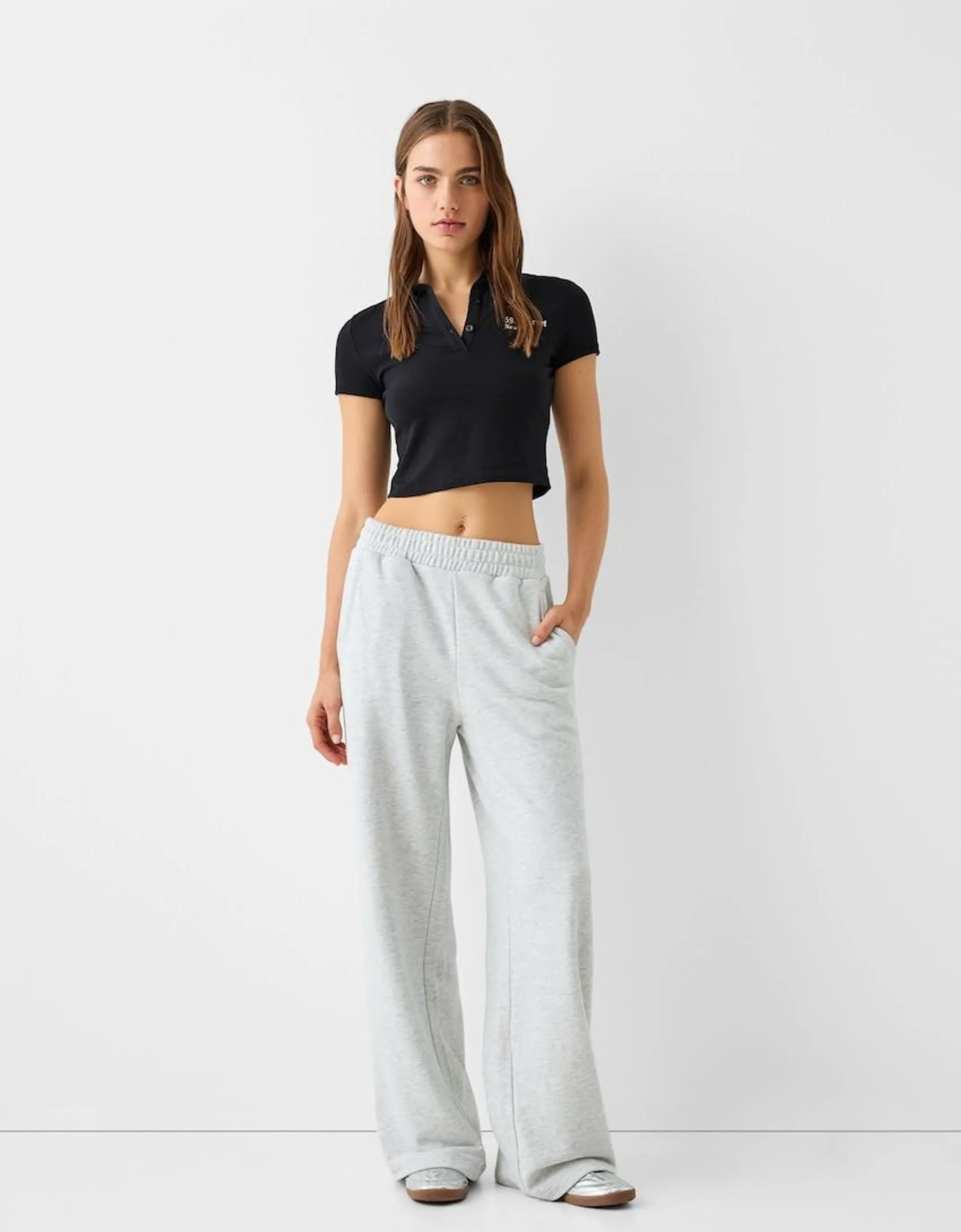 Wide leg plush trousers