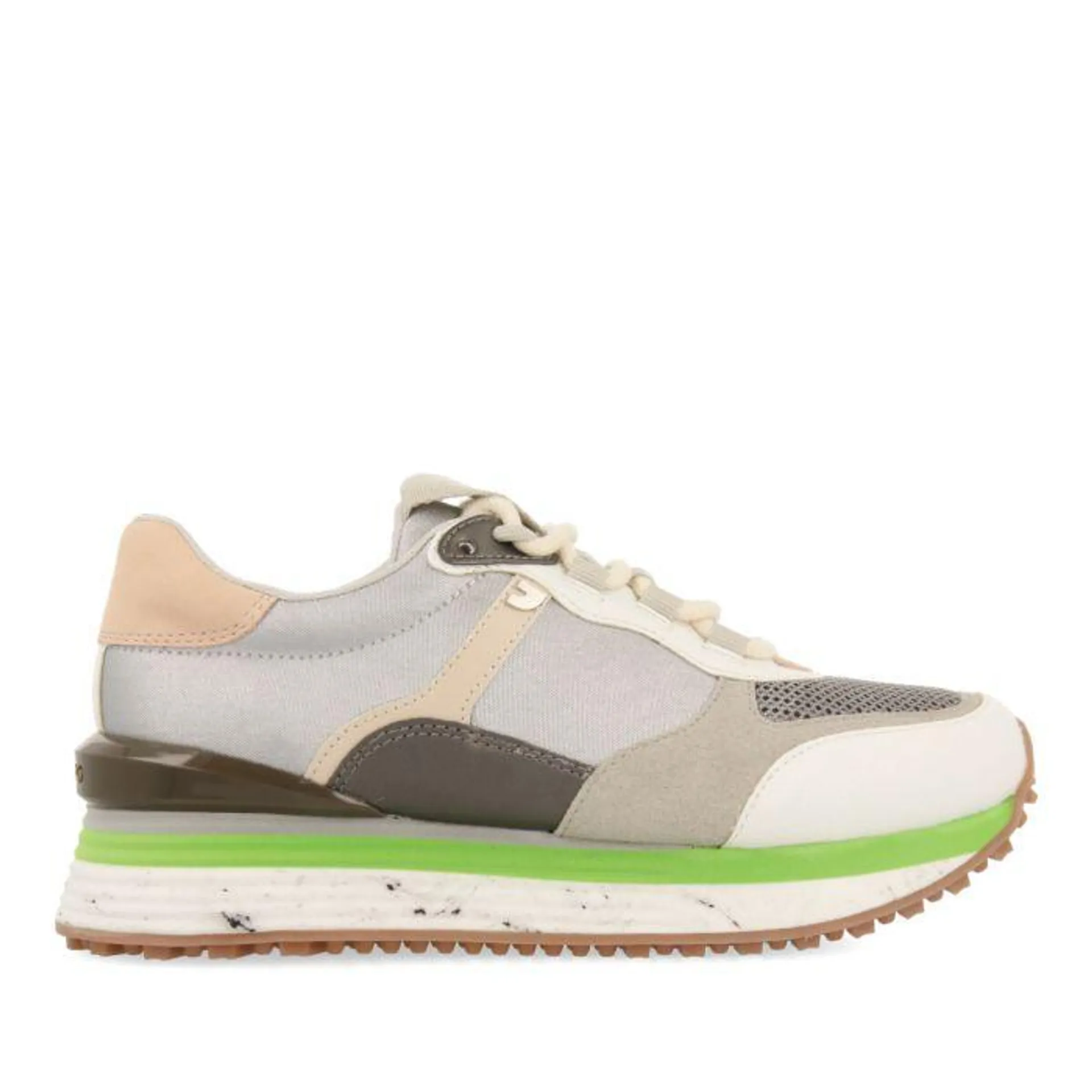 Reimberg women's silver sneakers with pastel pieces and neon details