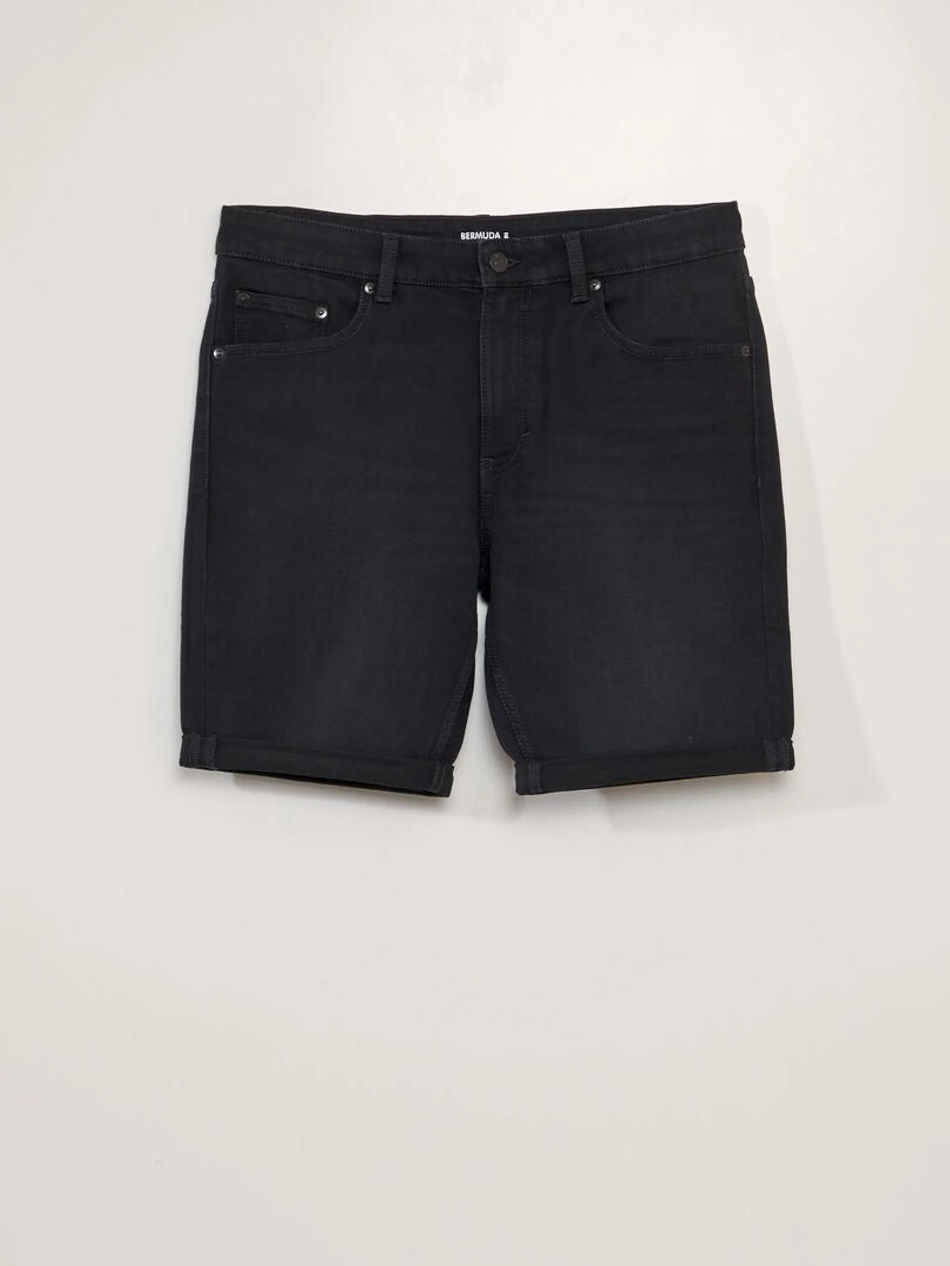 Bermudas slim vaqueras con 5 bolsillos - NEGRO