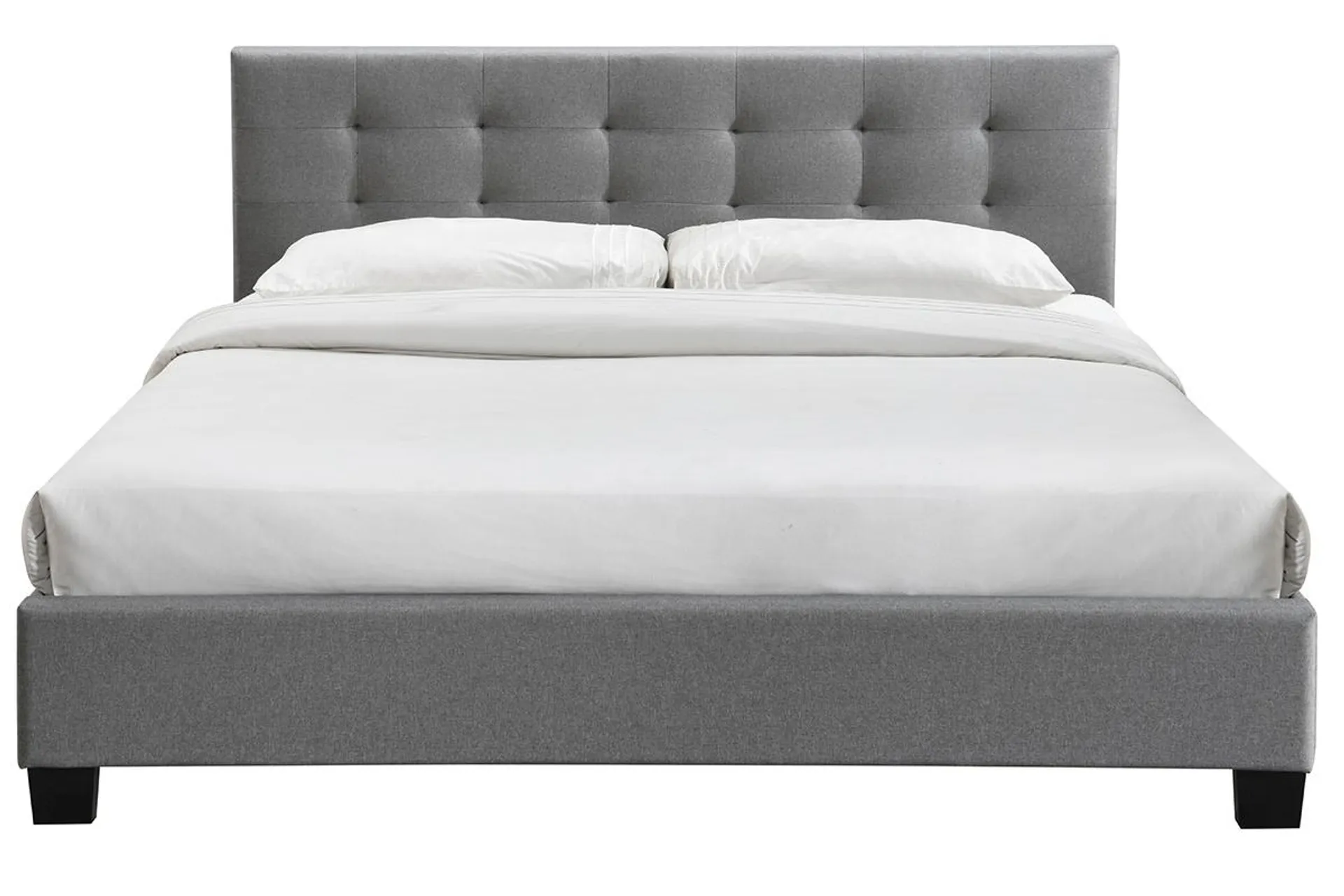 Cama 180 x 200 tela gris acolchada MARQUISE