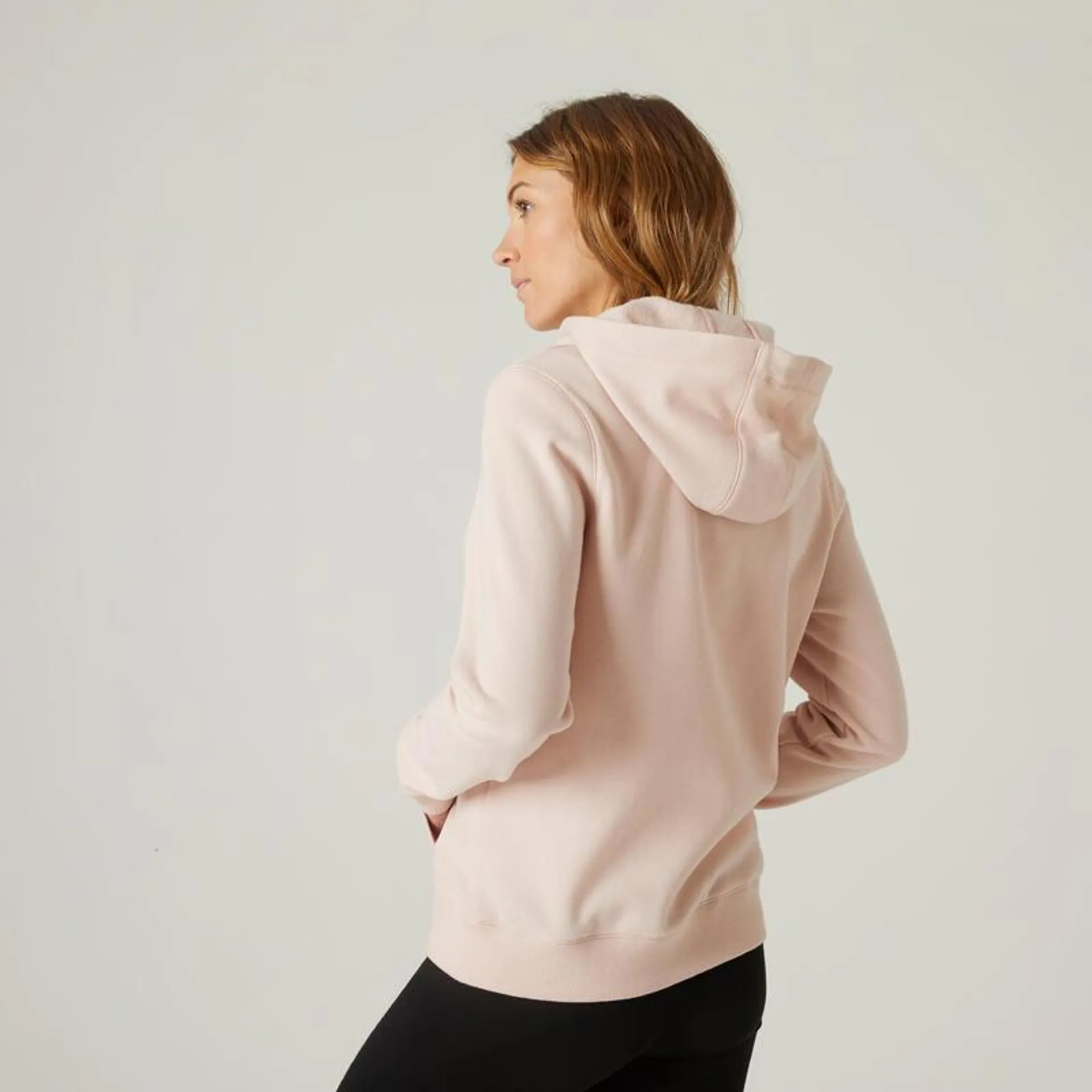 Chaqueta fitness con capucha Mujer Domyos 500 rosa