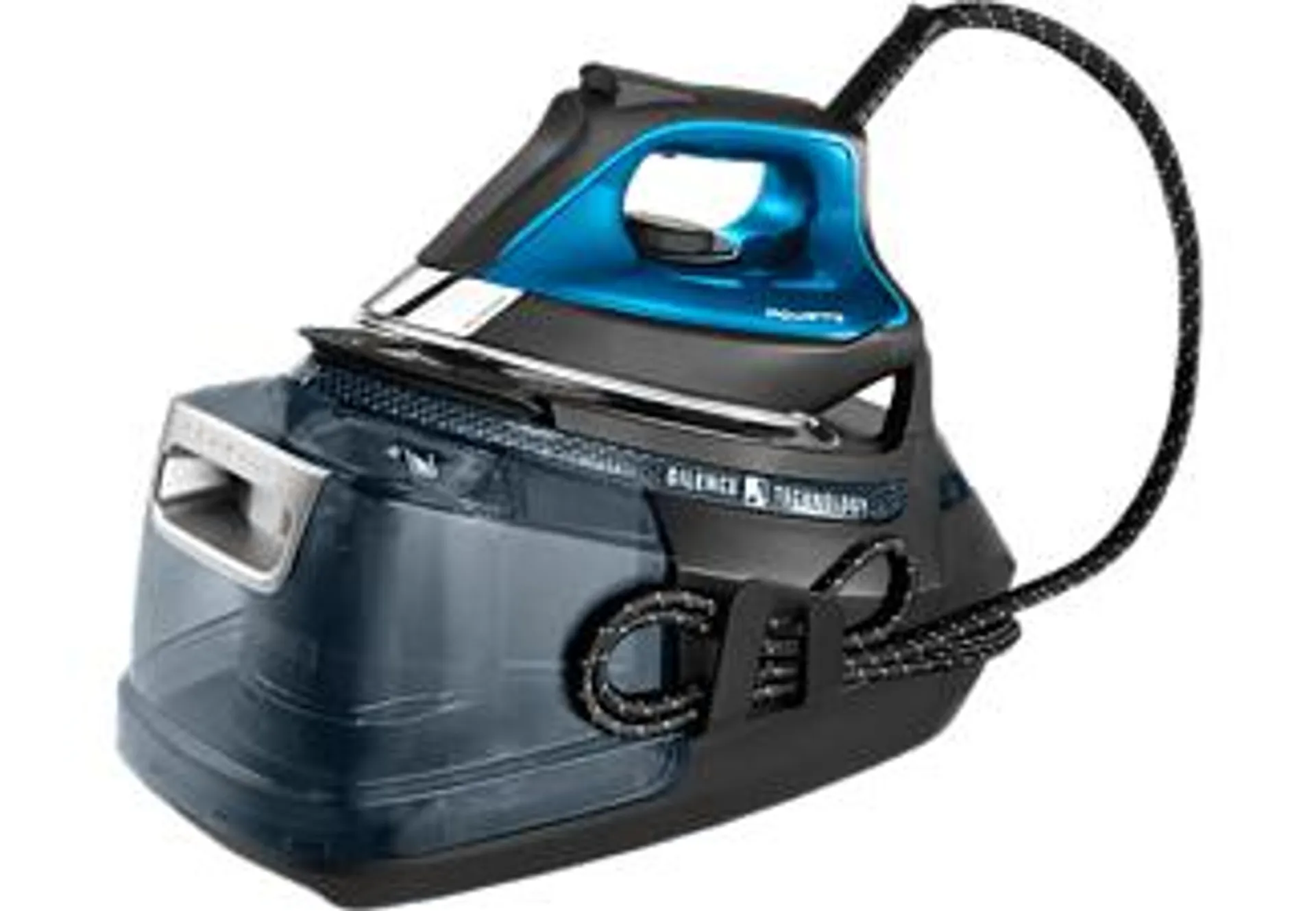 Centro de planchado - Rowenta DG9226 Silence Steam Pro, 2800 W, 7.6 bar, 140 g/min, Golpe vapor 490 gr/min, 1.3 L, Suela Microsteam 400 HD Láser, Azul