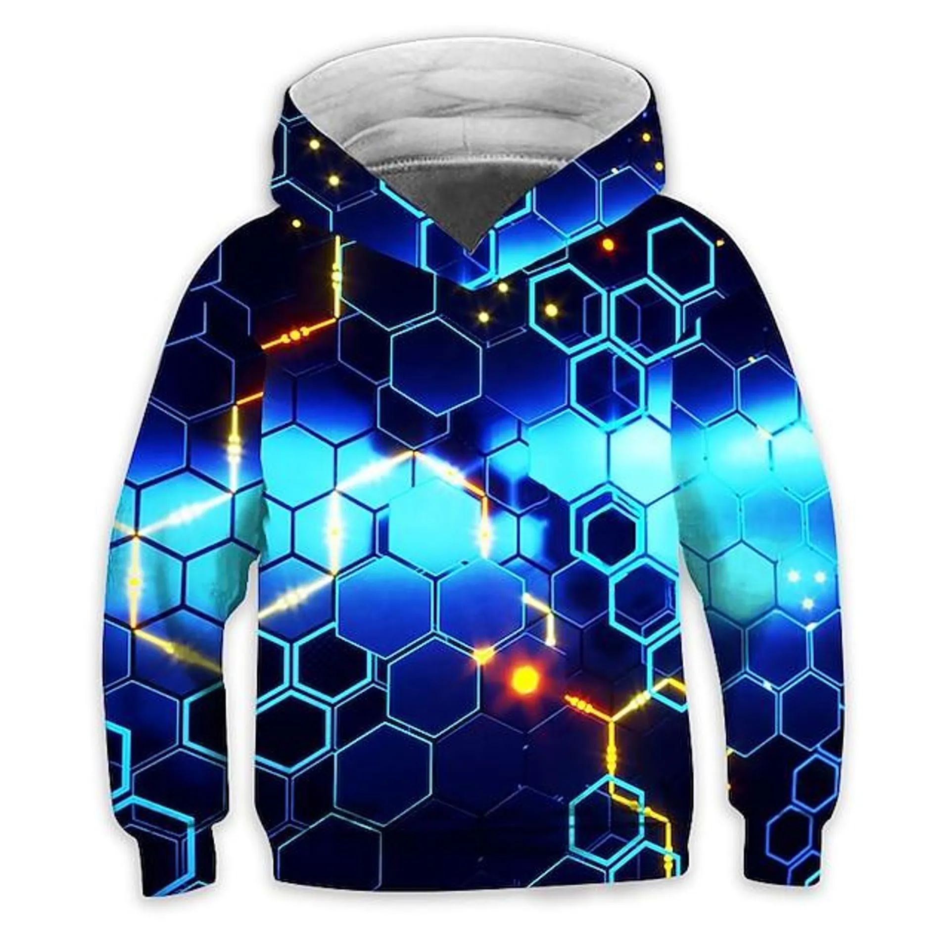 Sudadera con capucha de vértigo 3d para niños, manga larga, estampado de ilusión óptica, bolsillo, verde, rojo, amarillo, tops para niños, sudadera con capucha de moda