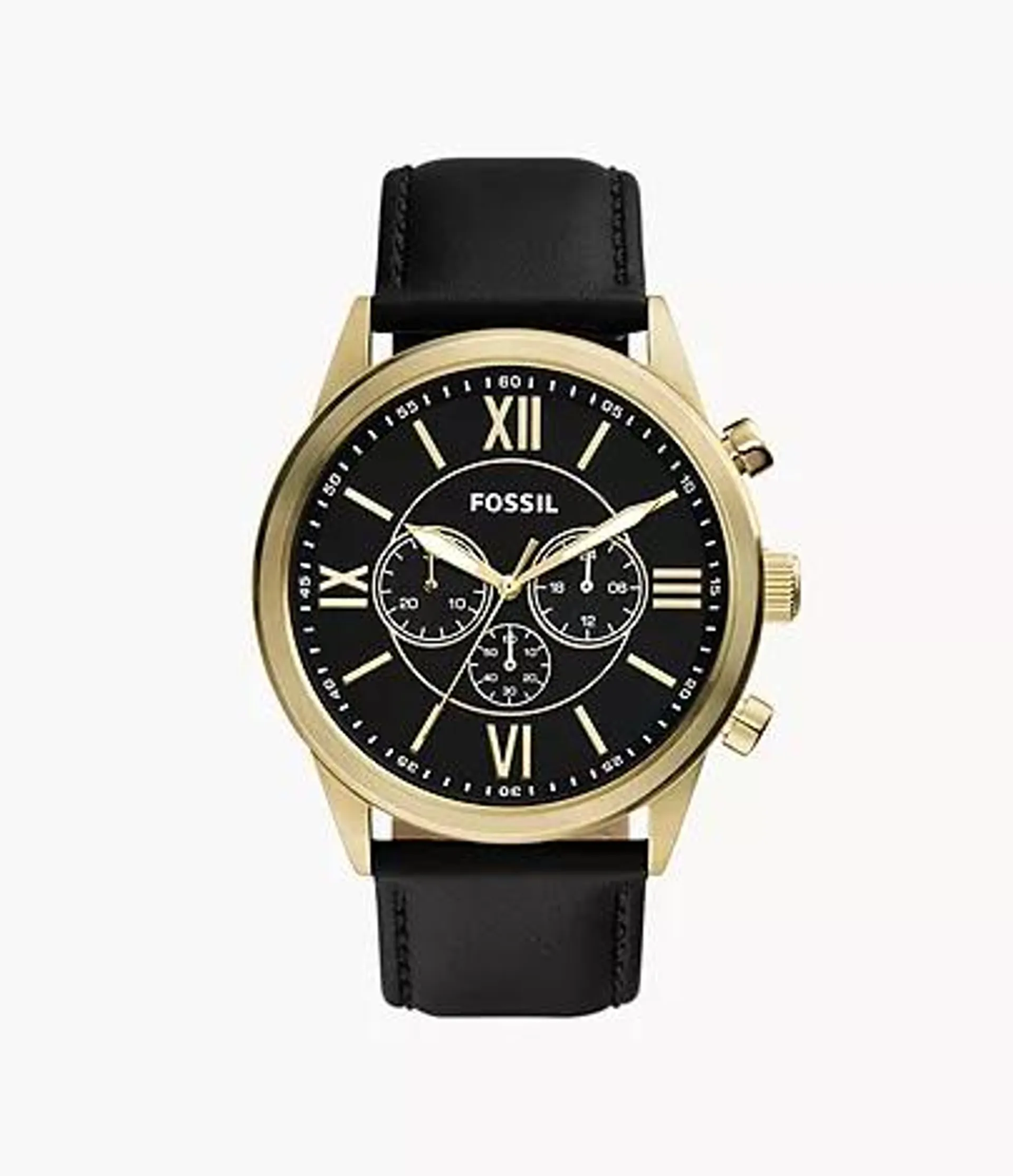 Reloj con cronógrafo Flynn de piel negra