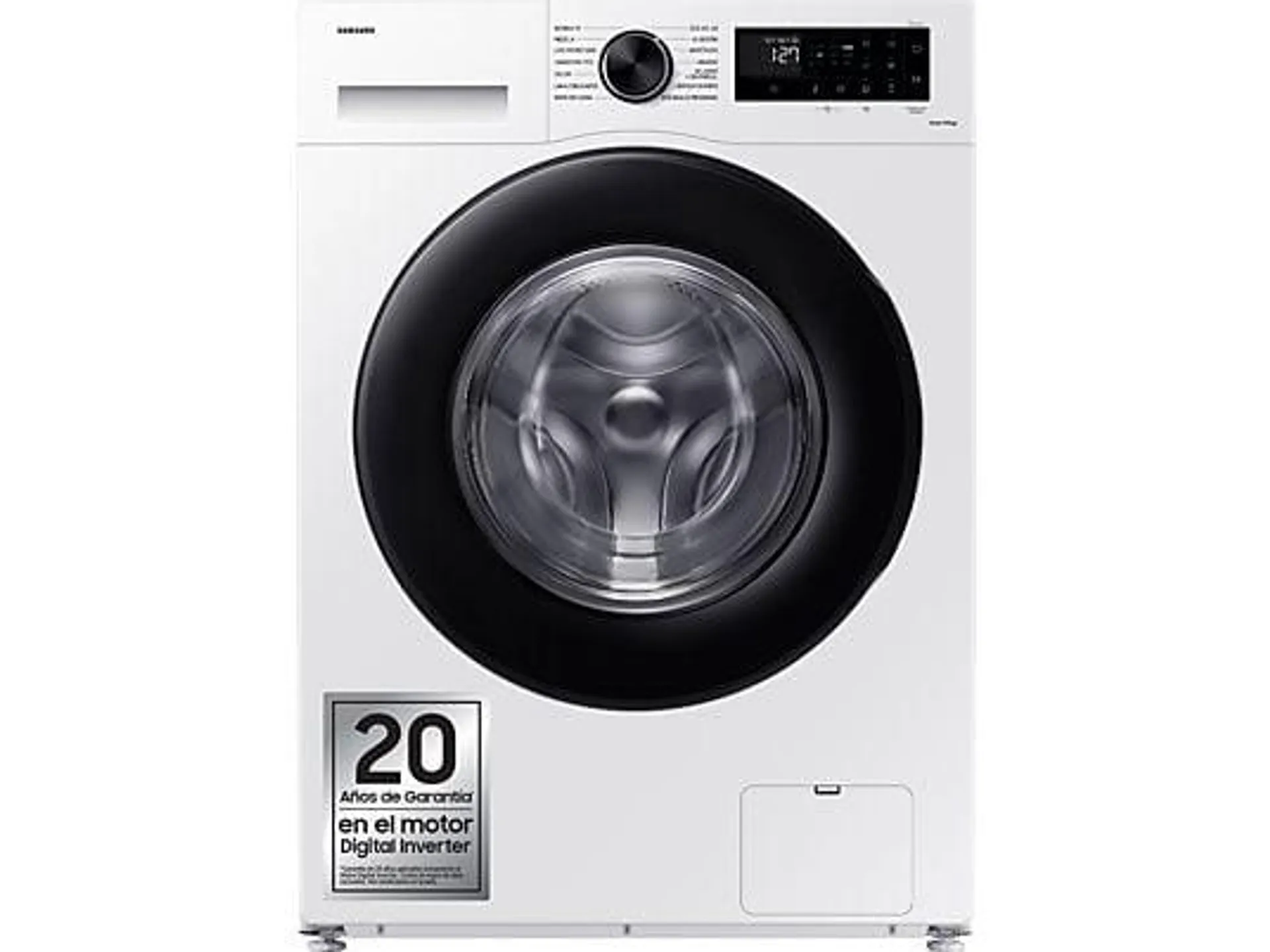 Lavadora carga frontal - Samsung WW90CGC04DAEEC, 9 kg, 1400 rpm, EcoBubble™, Función WiFi con SmartThings, Blanco