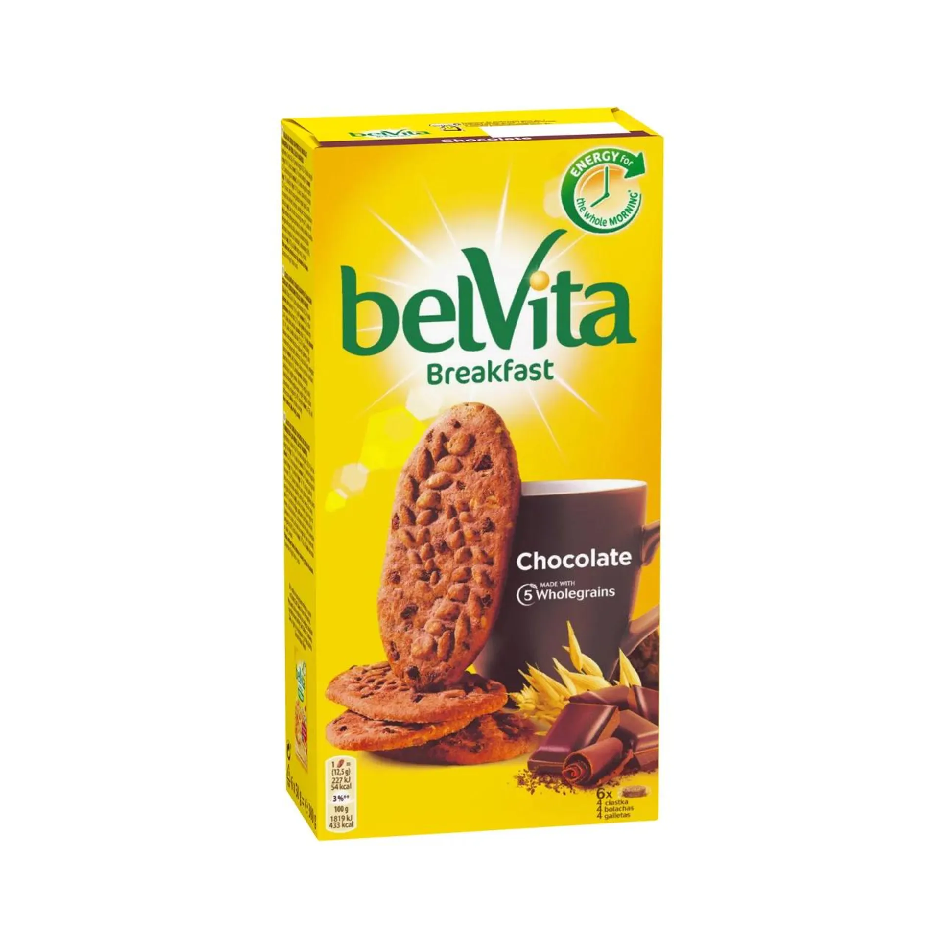 BELVITA Fontaneda Galletas chocolate y cereales, ideales para el desayuno 300 g.