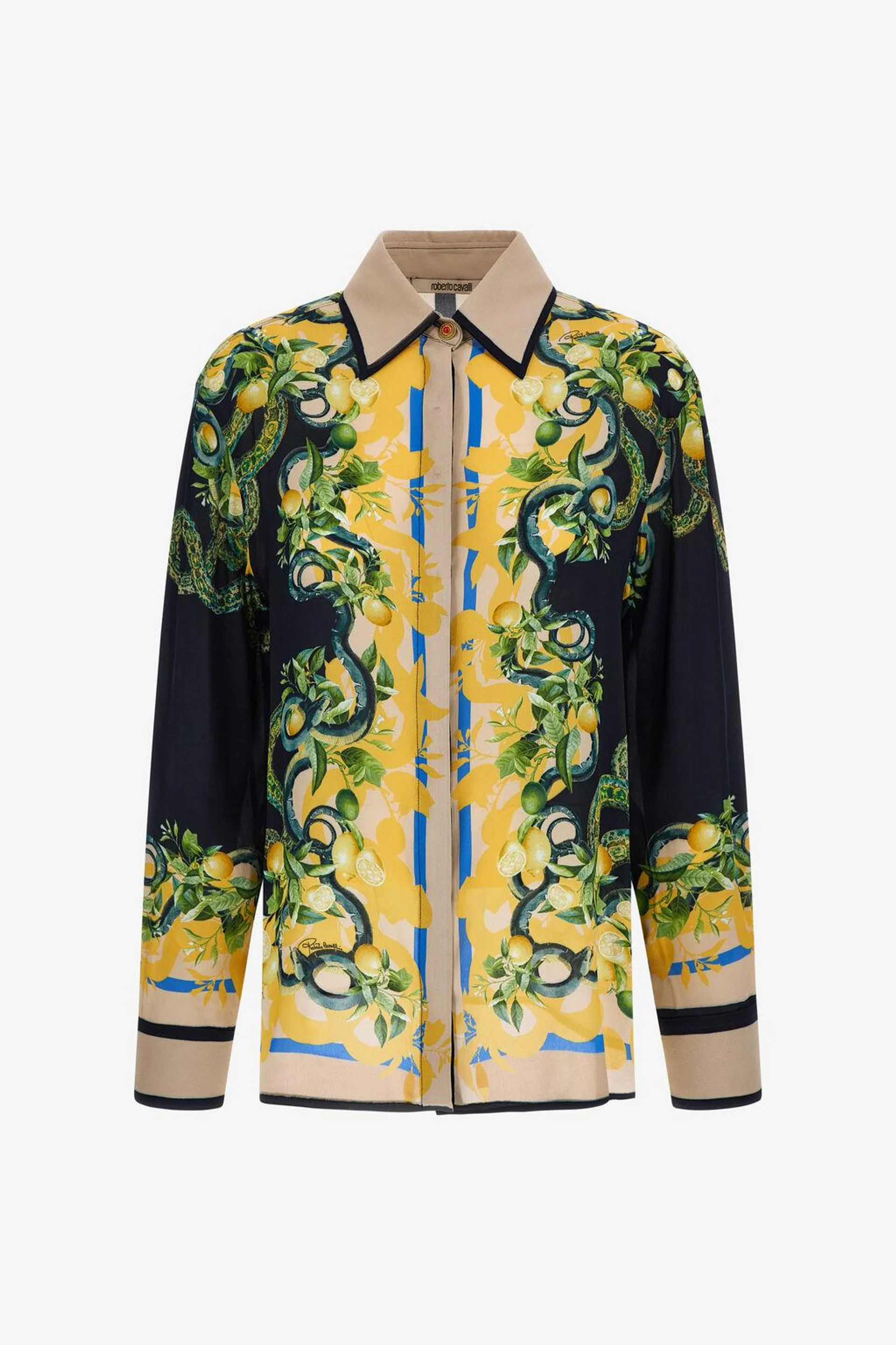 Lemon and Snake silk Shirt