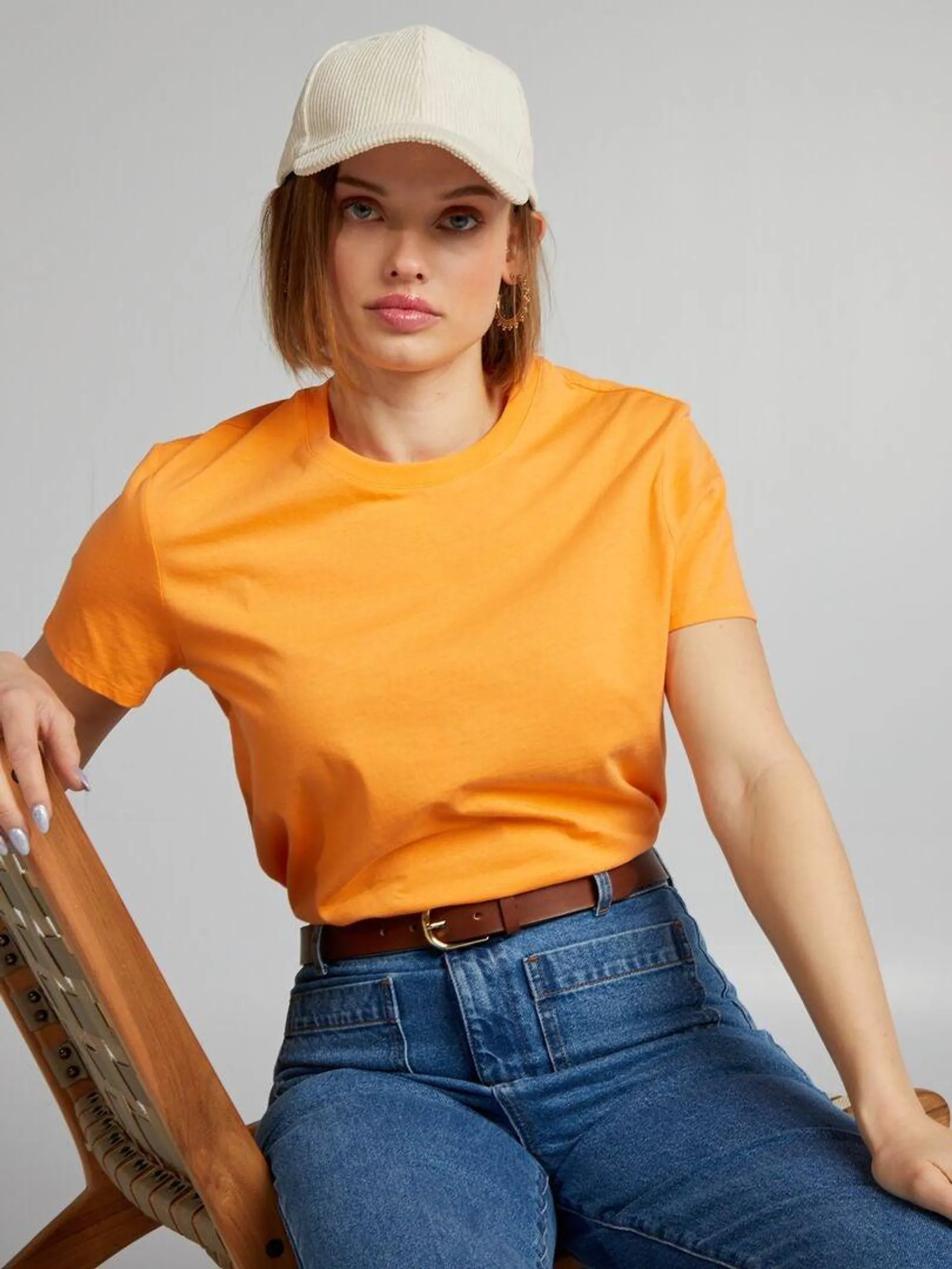 Camiseta lisa de punto - NARANJA