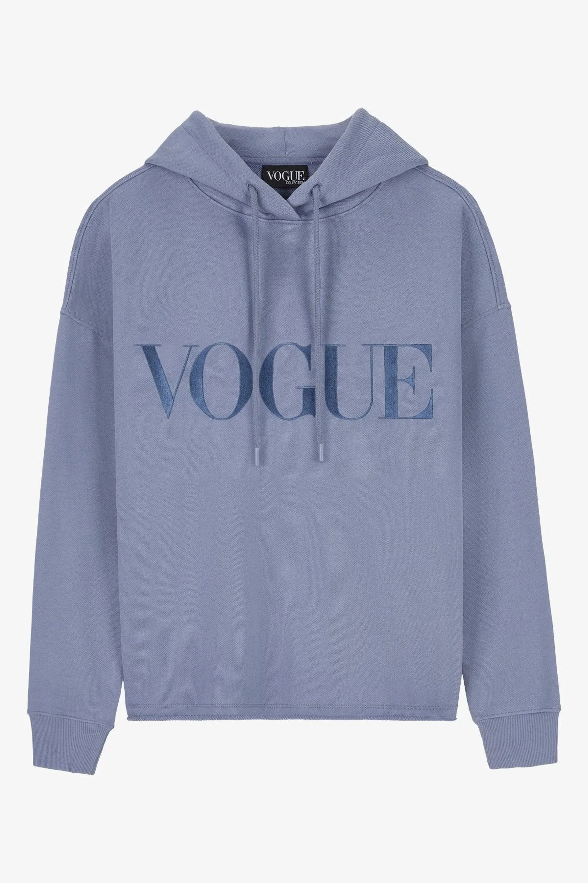 Hoodie VOGUE azul con logo bordado