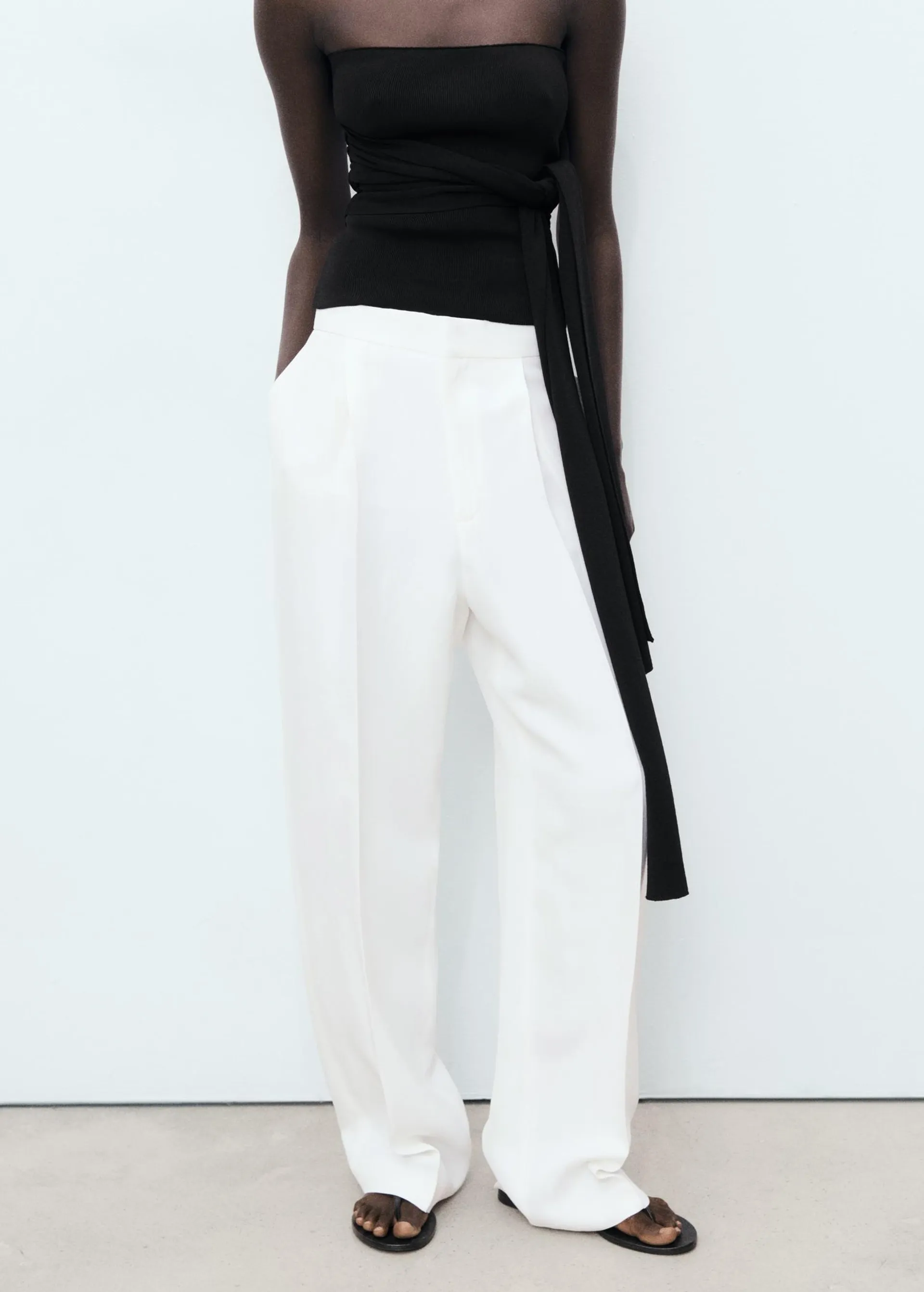 Pantalón mezcla lino pinzas