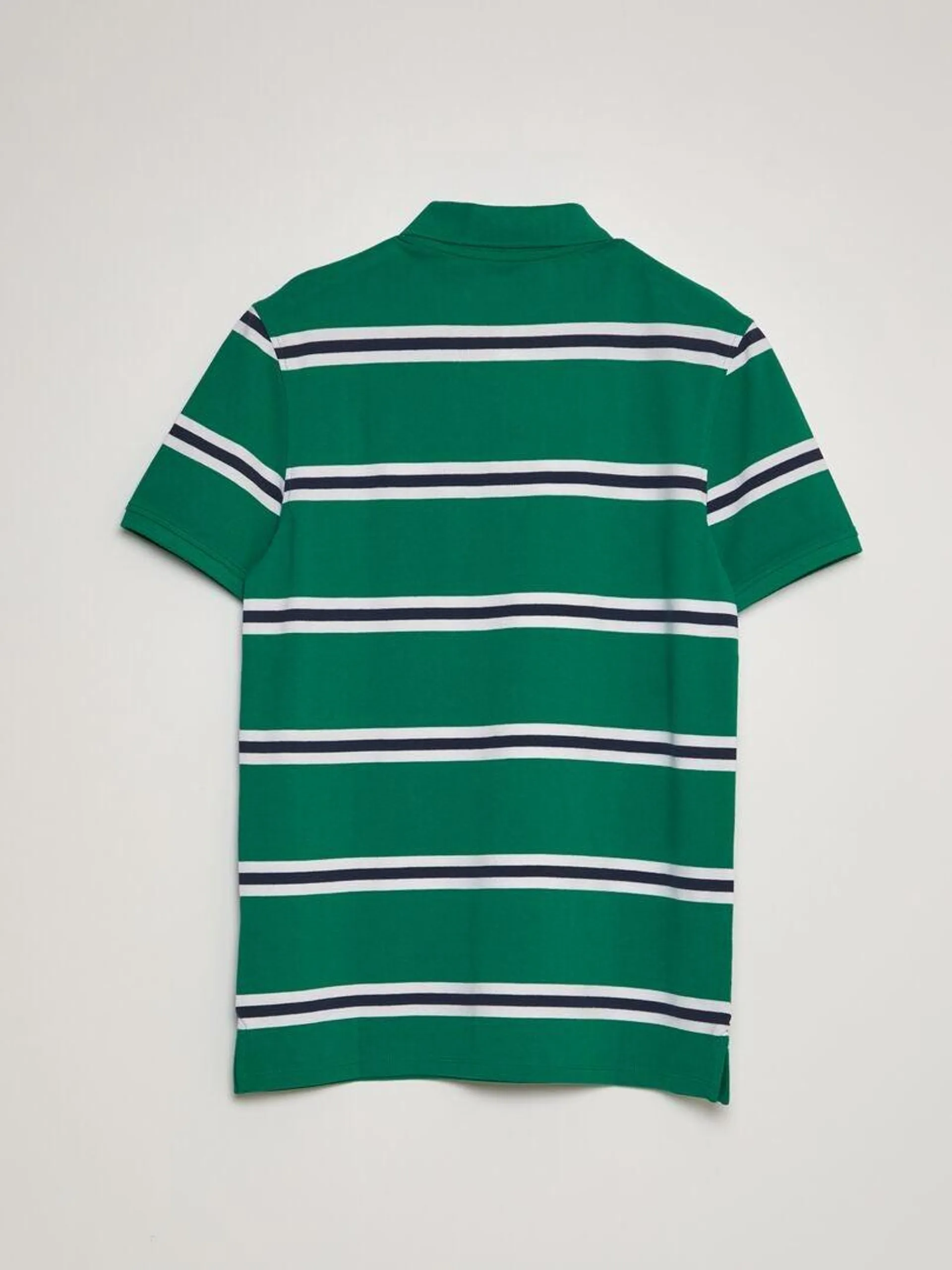 Polo de rayas de piqué de algodón - VERDE