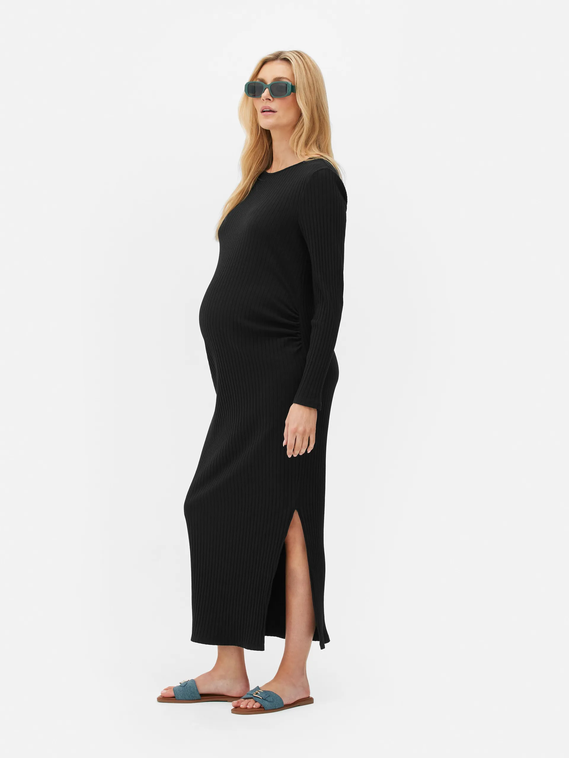 Vestido midi de canalé premamá