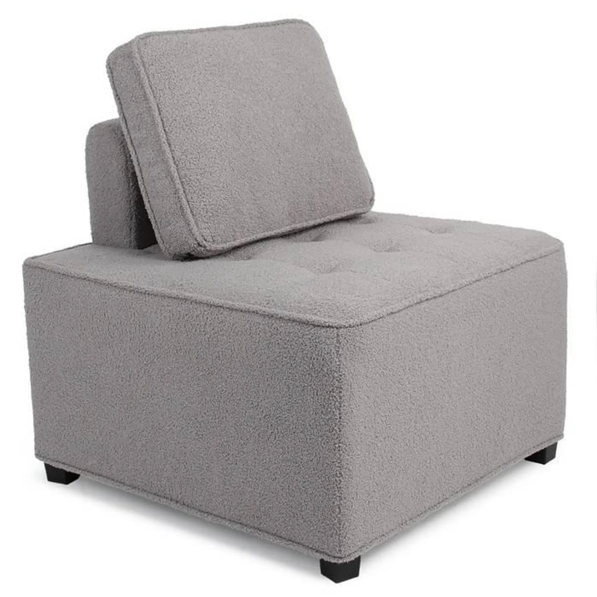 Sillón modular combinable Cubixo tela efecto borrego beige