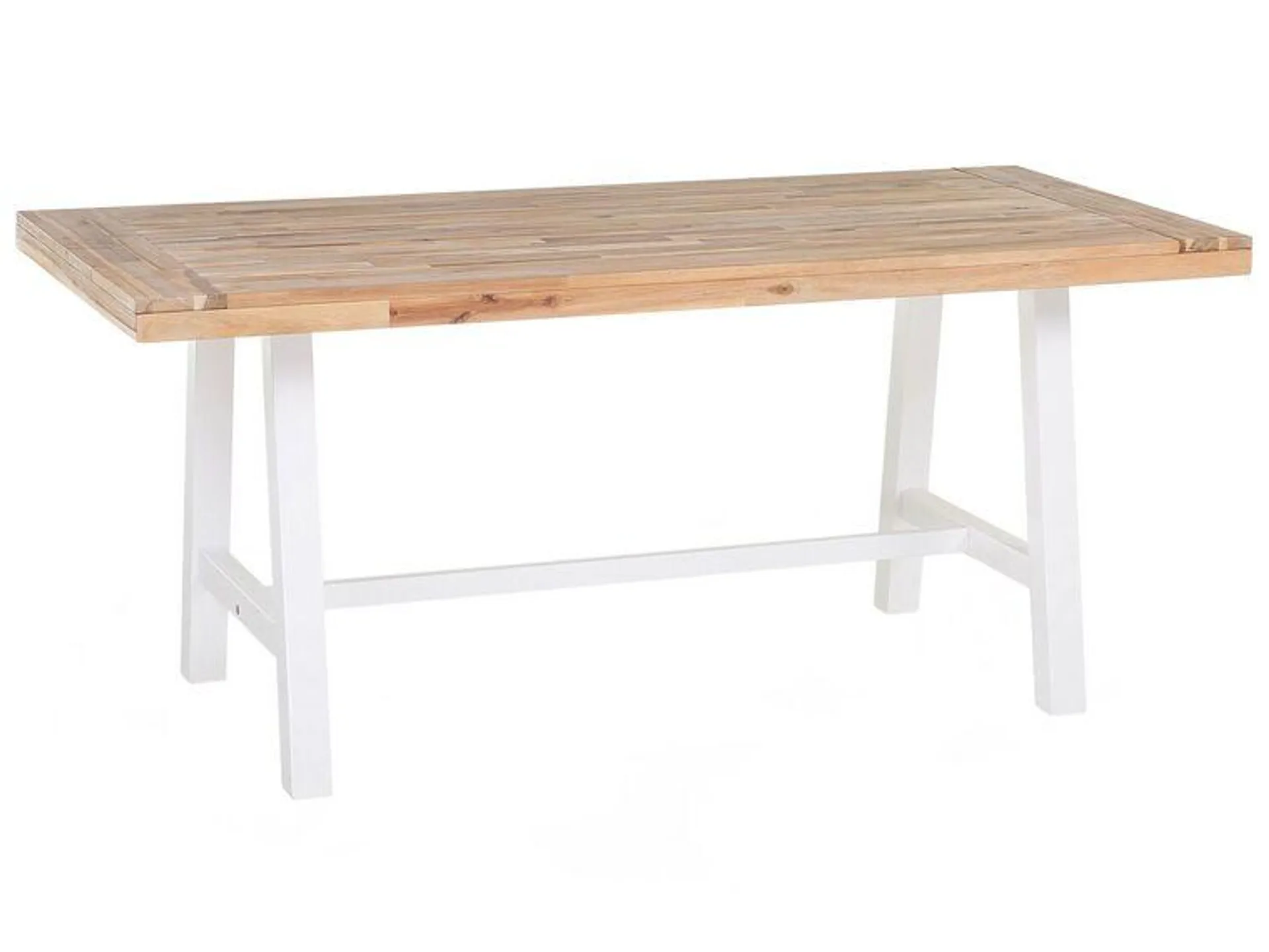 Mesa de comedor de madera de acacia clara/blanco 170 x 80 cm SCANIA