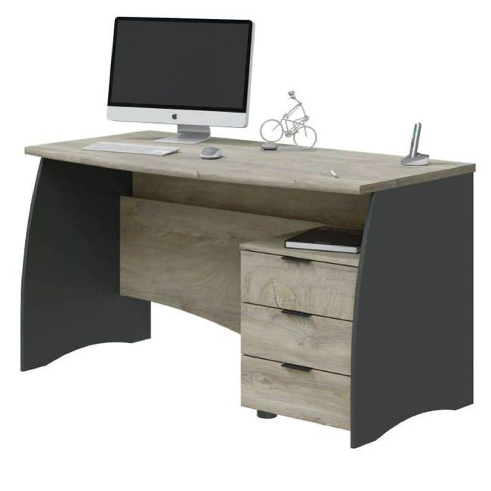 Mesa de escritorio Stil Buc 3 cajones Blanco Artik-Roble Canadian 136 x 74 x 67 cm Ver detalles del producto