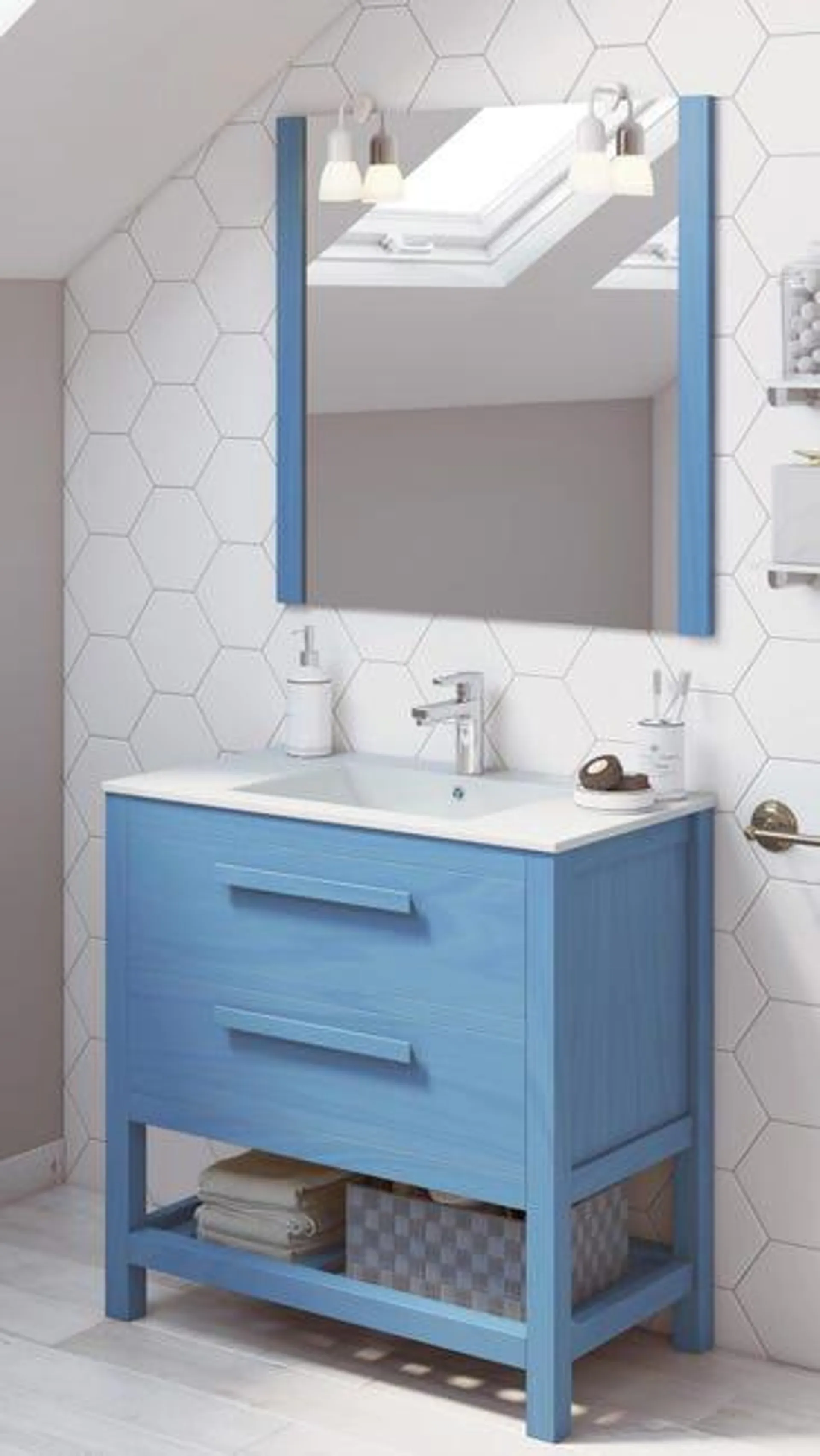 Mueble de baño con lavabo Amazonia azul 80x45 cm Ver detalles del producto