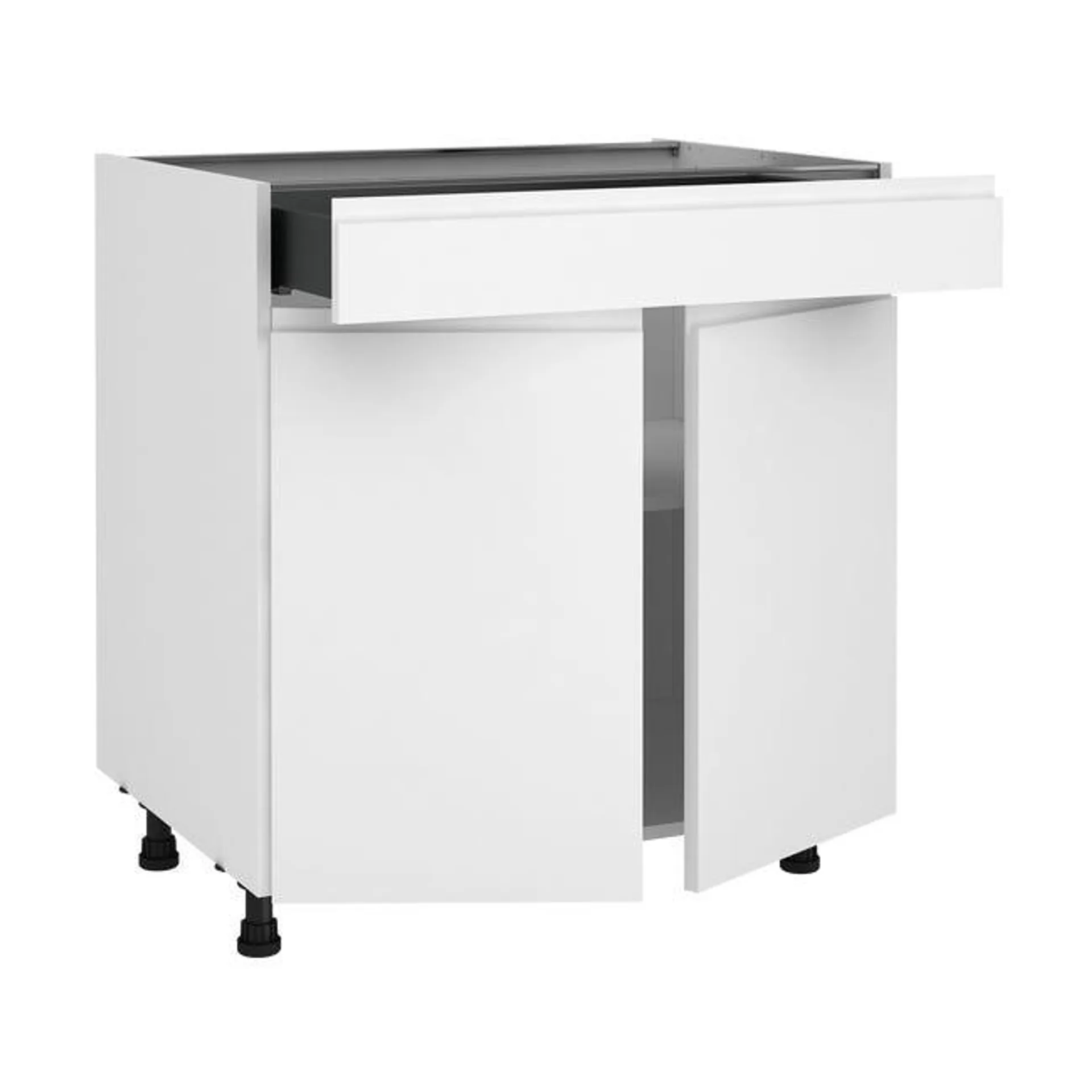 Mueble bajo de cocina Delinia ID Tokyo blanco brillo 76,8X80 cm 1 CAJ 2 PTA