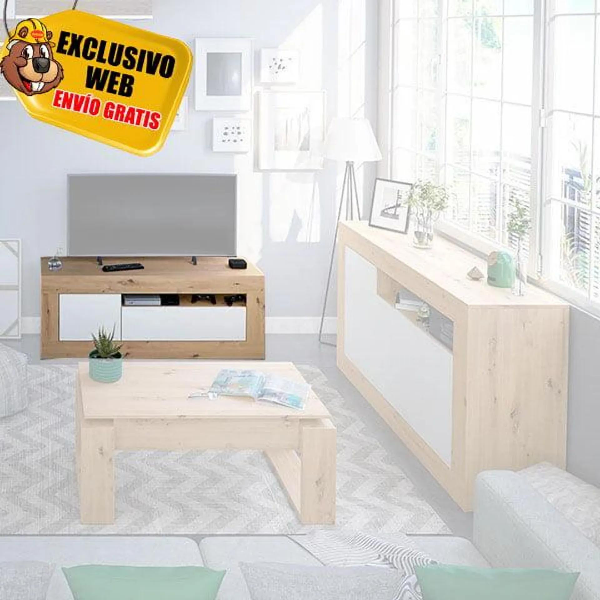 Mueble tv Baltik roble-blanco