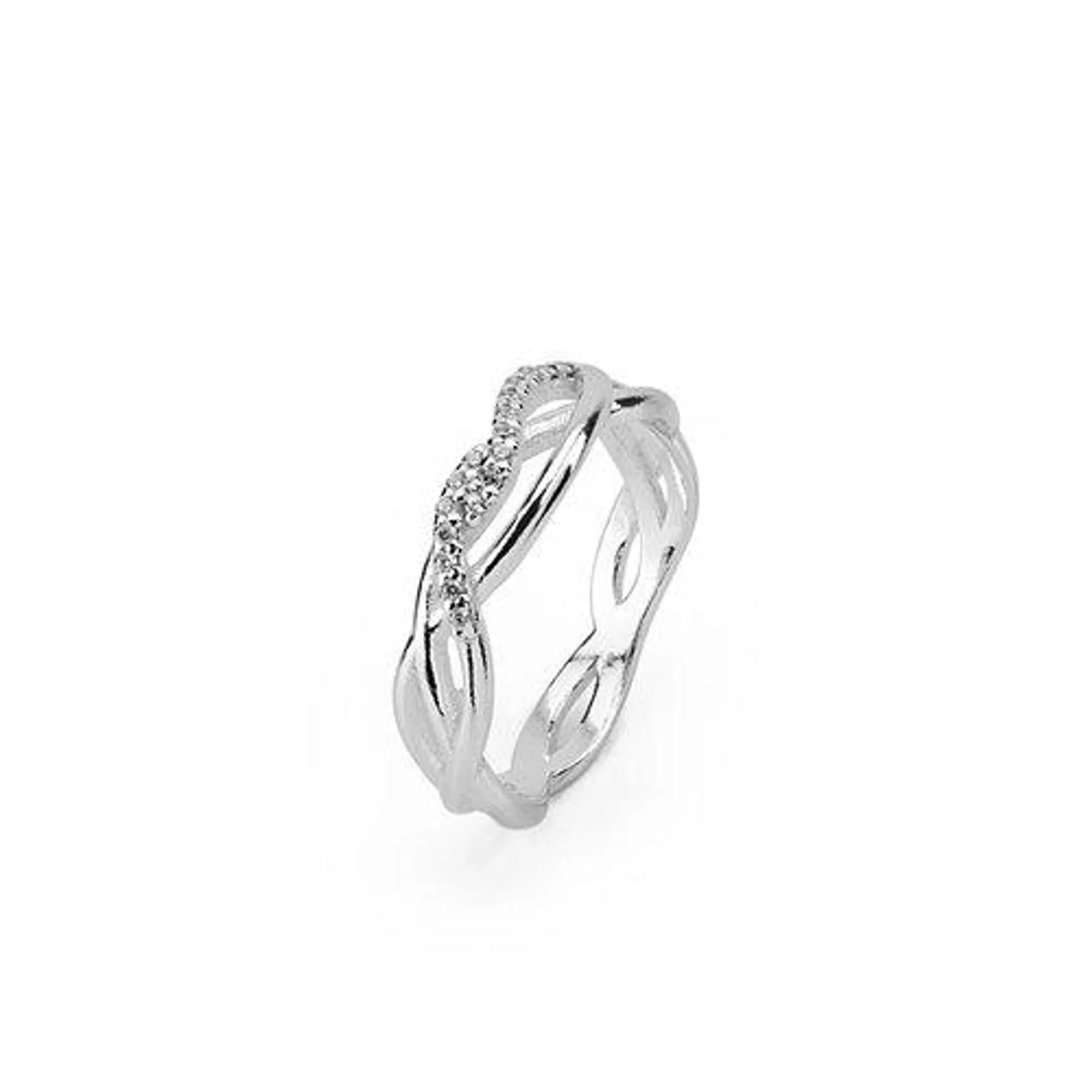 Anillo Circonitas Entrelazadas