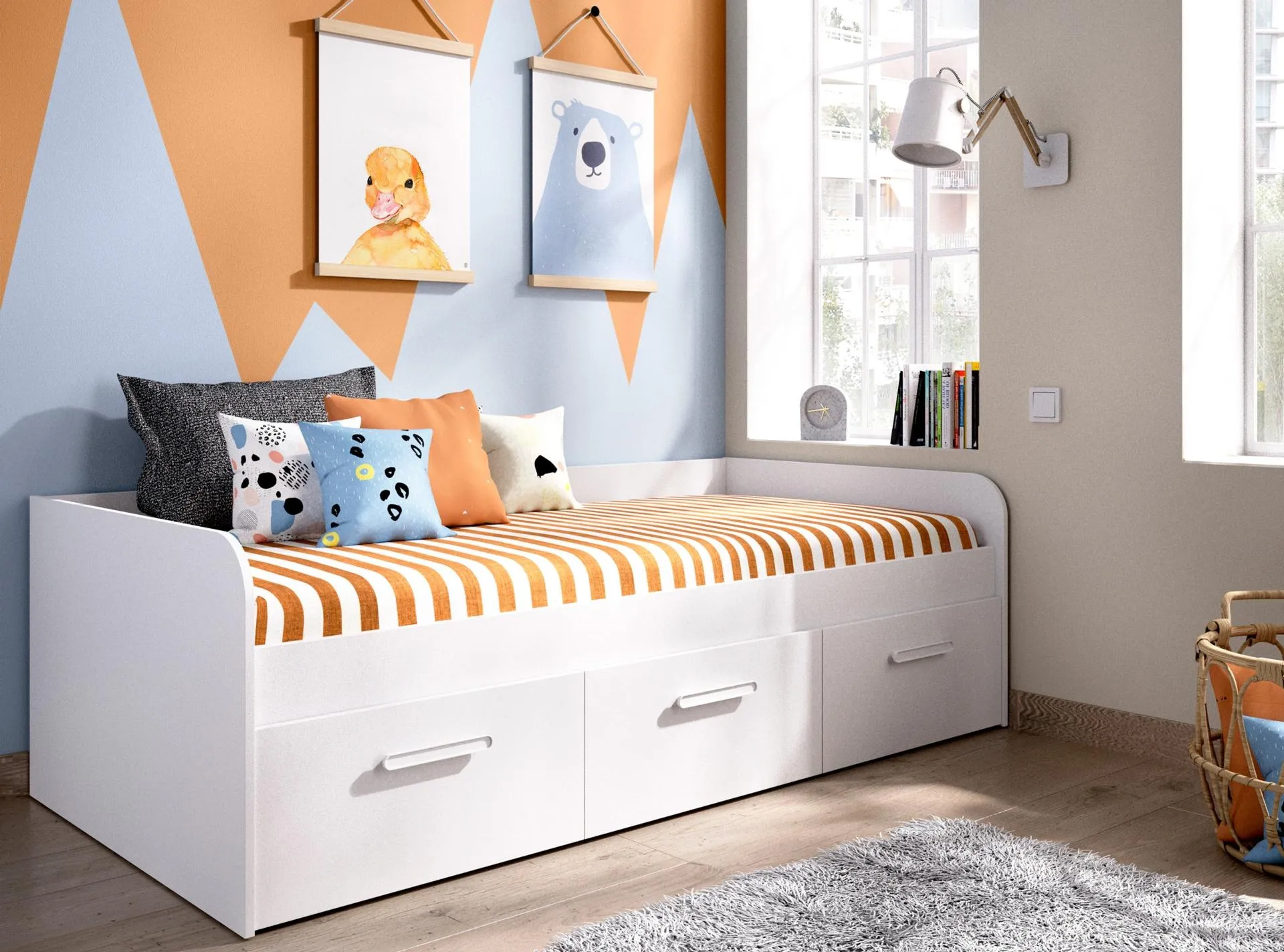 Cama nido de 90x190 cm con tres cajones