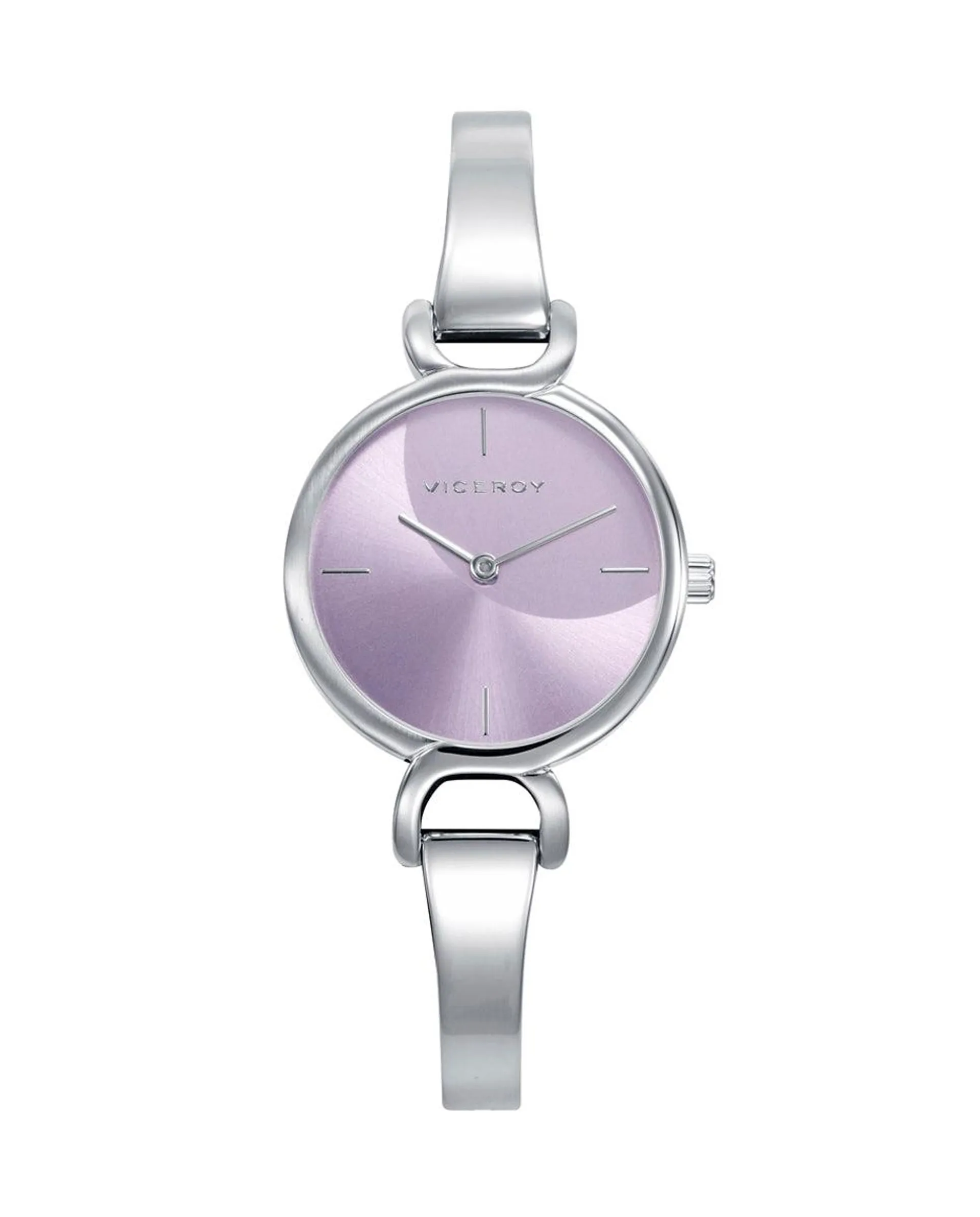 Reloj minimalista acero con esfera violeta para mujer