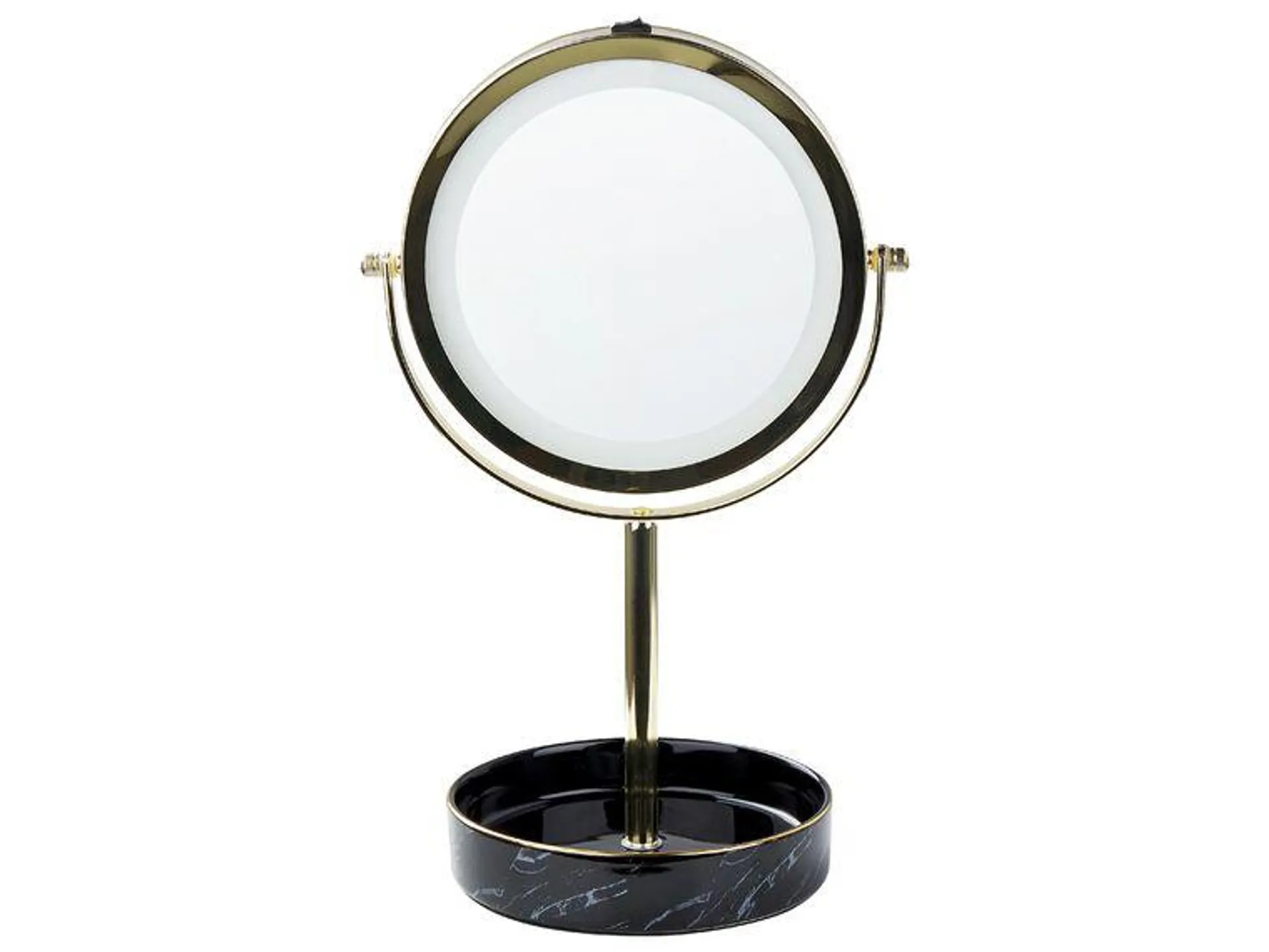 Espejo de maquillaje LED de metal/vidrio dorado/negro ø 26 cm SAVOIE