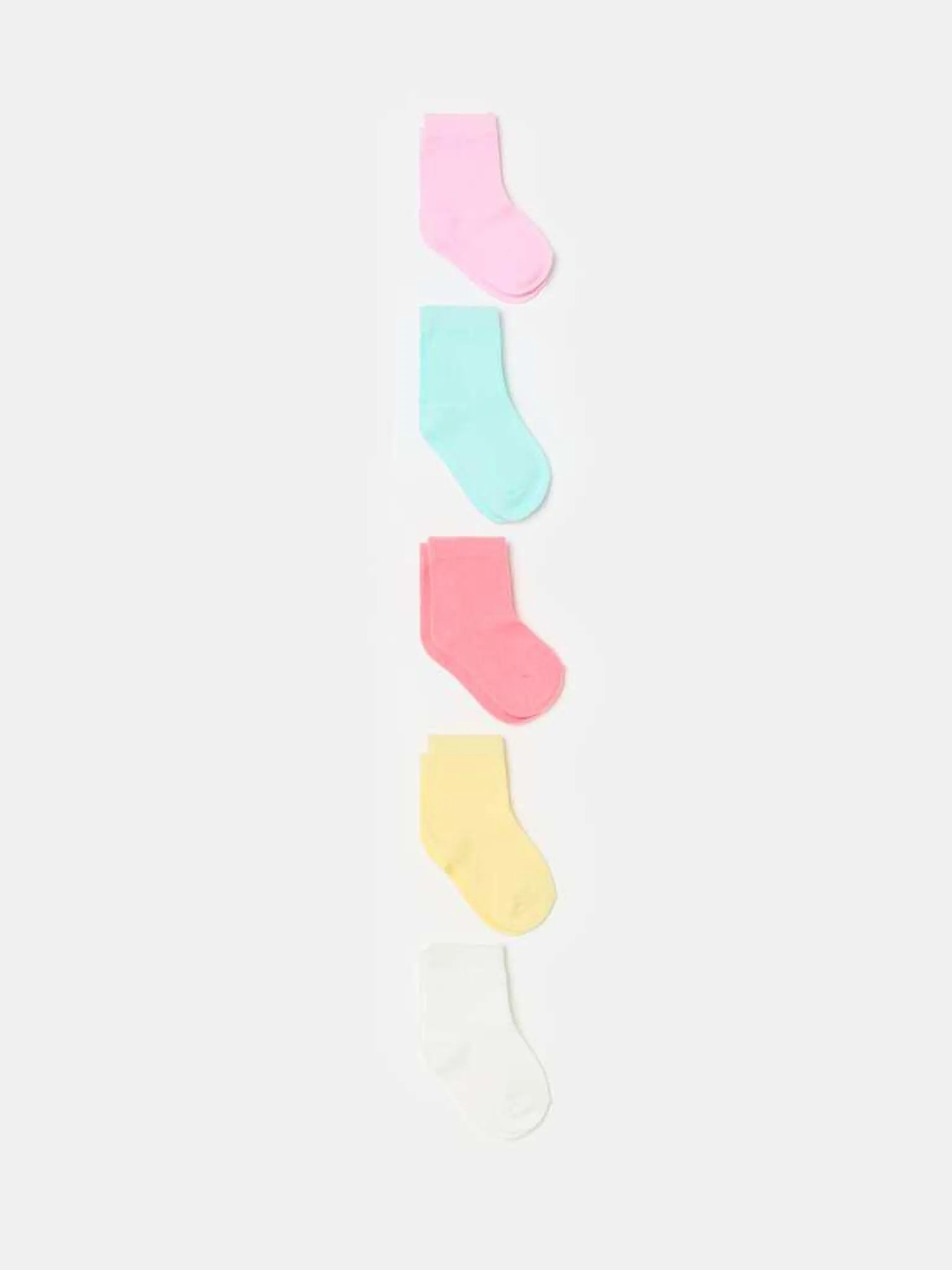 Pack cinco calcetines de algodón orgánico Blanco/rosa