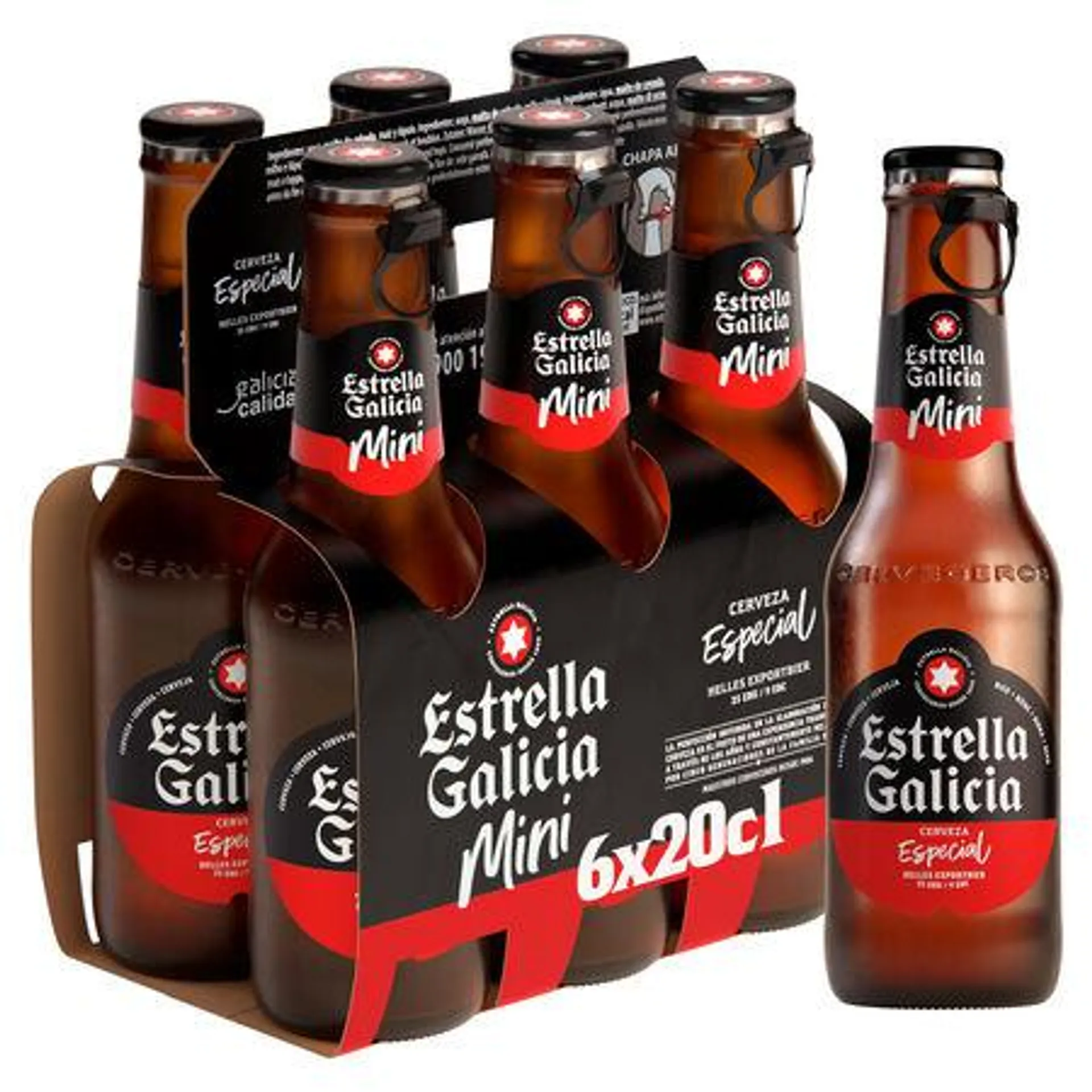 Cerveza rubia especial Estrella Galicia pack 6 botellas 20cl