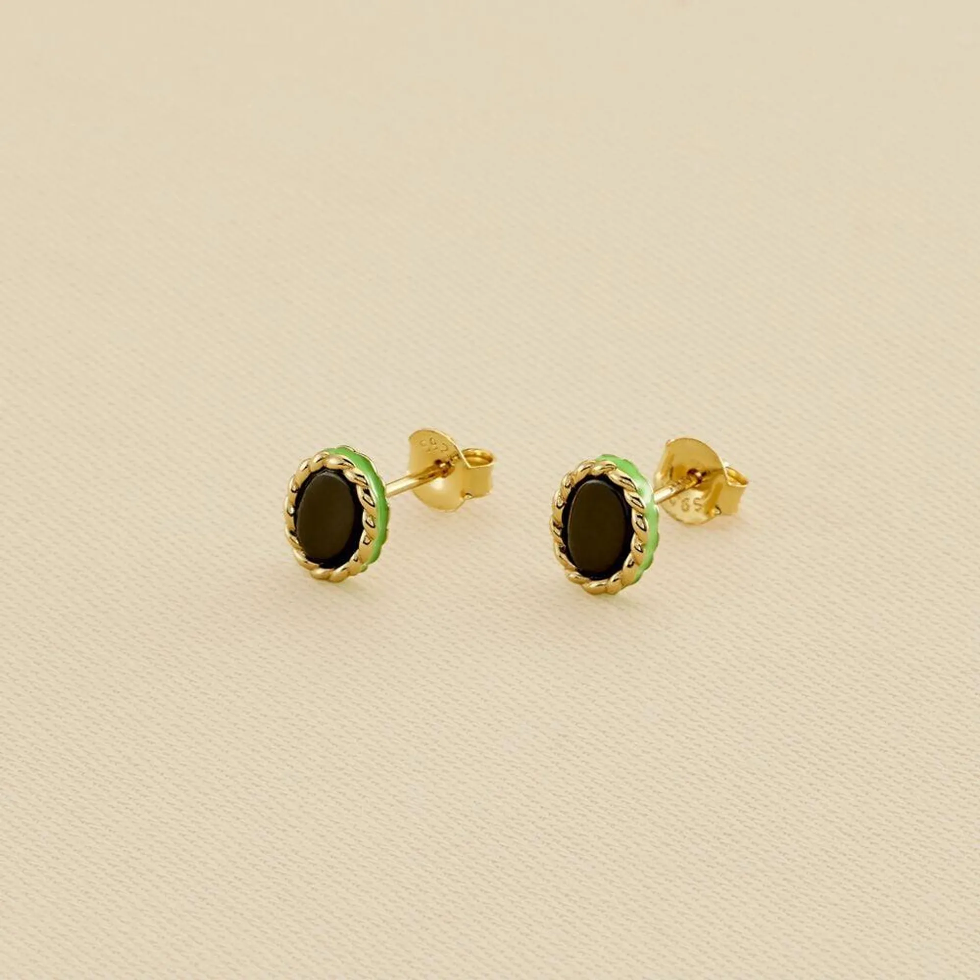 Pendientes cortos ATMA - Onyx/ verde