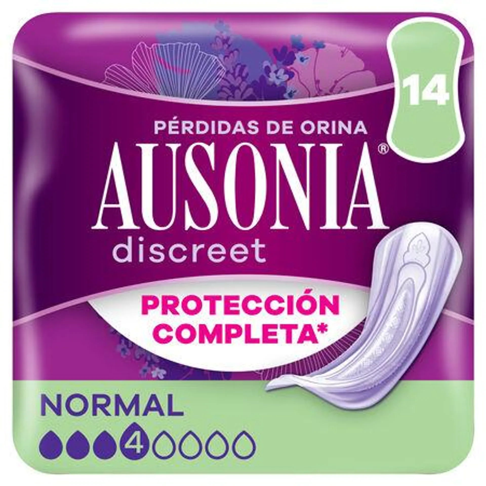 Compresa Ausonia Discreet 14 unidades normal protección completa