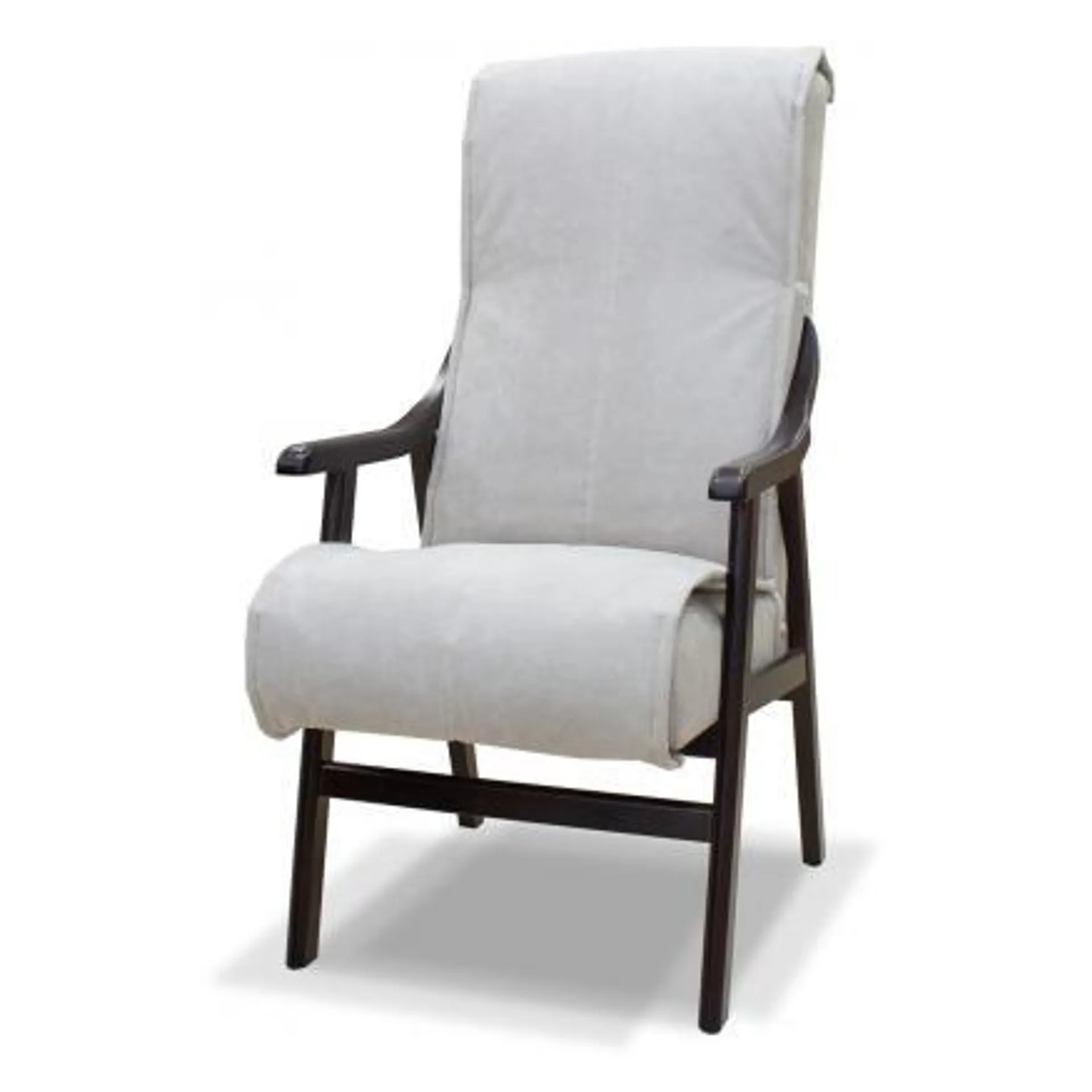 Elegante sillón tapizado en tono piedra