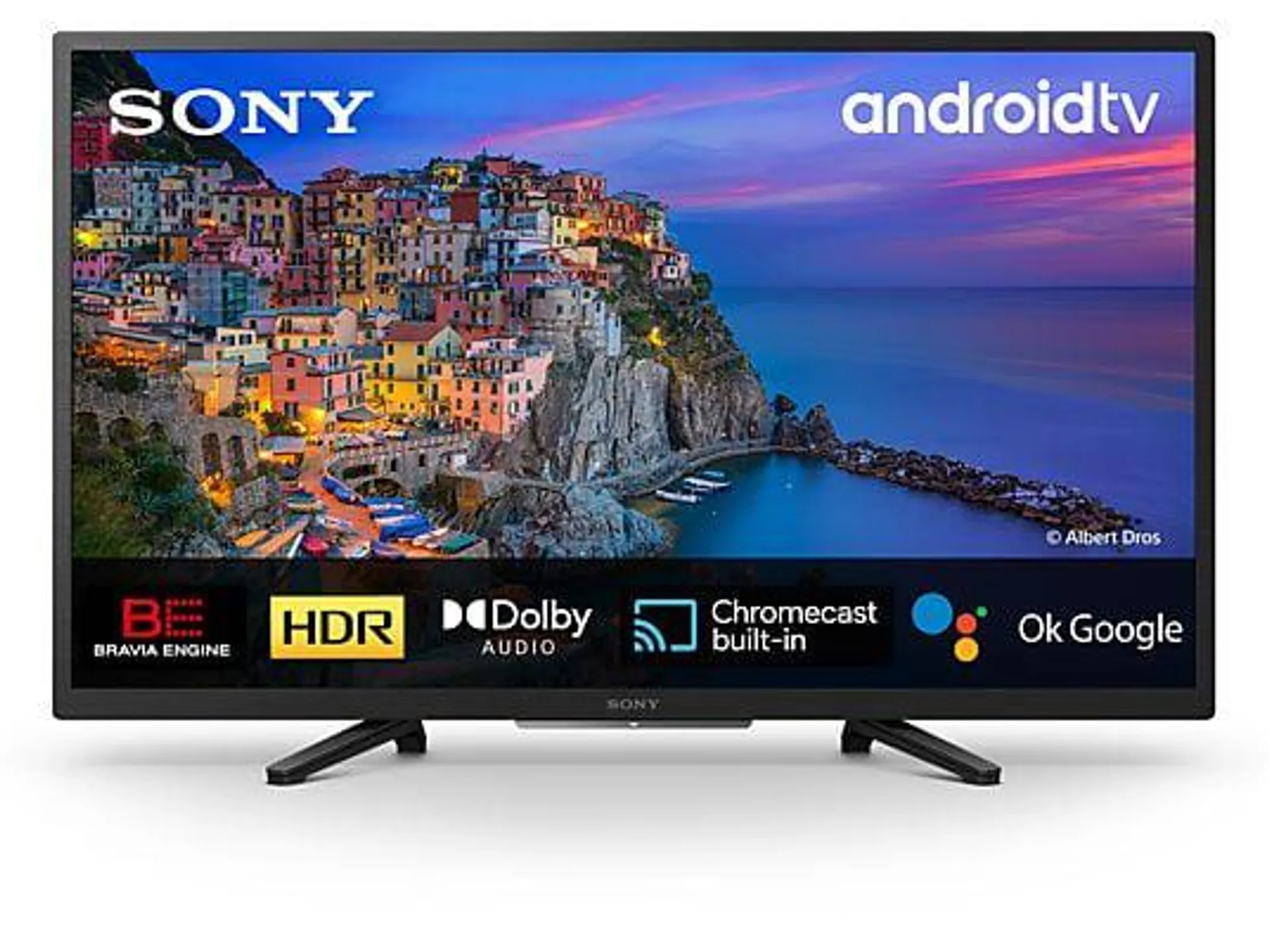 TV LED 32" - Sony 32W800, HDR, Android TV, Smart TV, DVB-T2 (H.265), Procesador Bravia Engine, Asistente de Voz, Negro