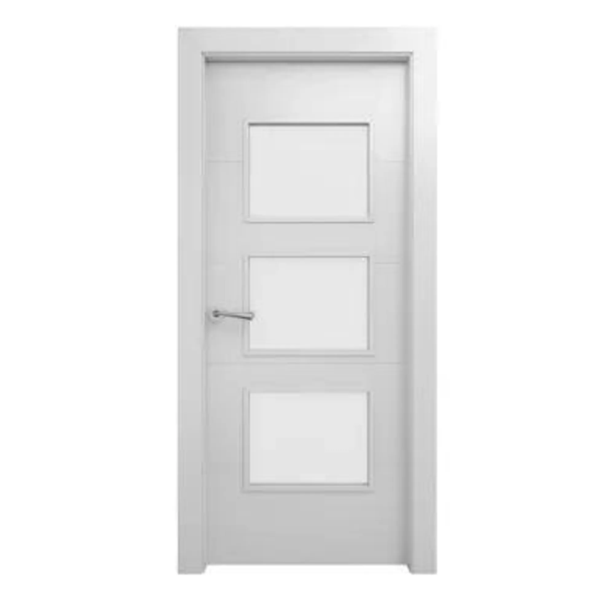 Puerta ONS acristalada blanco derecha con tapajuntas 203x72,5 cm